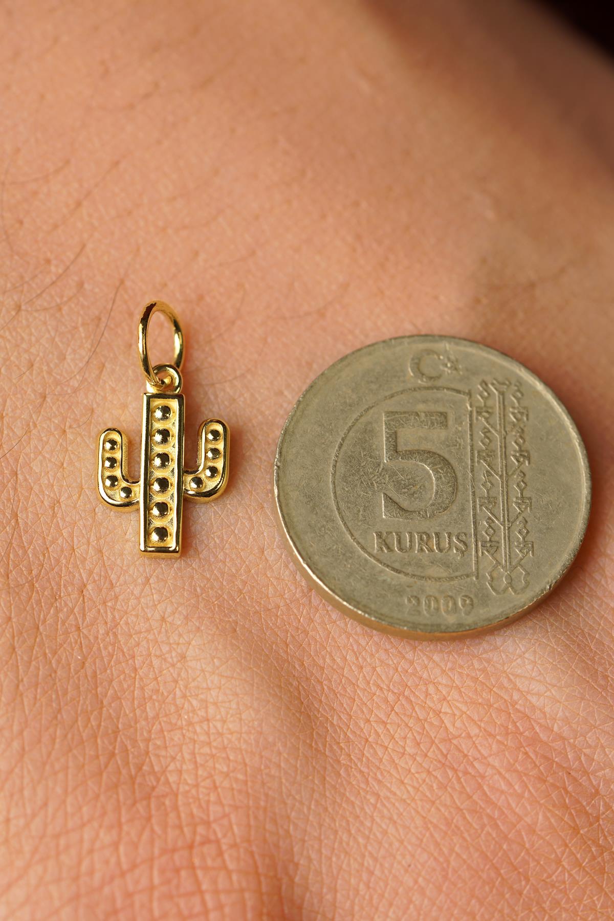 14K Gold Cactus Pendant