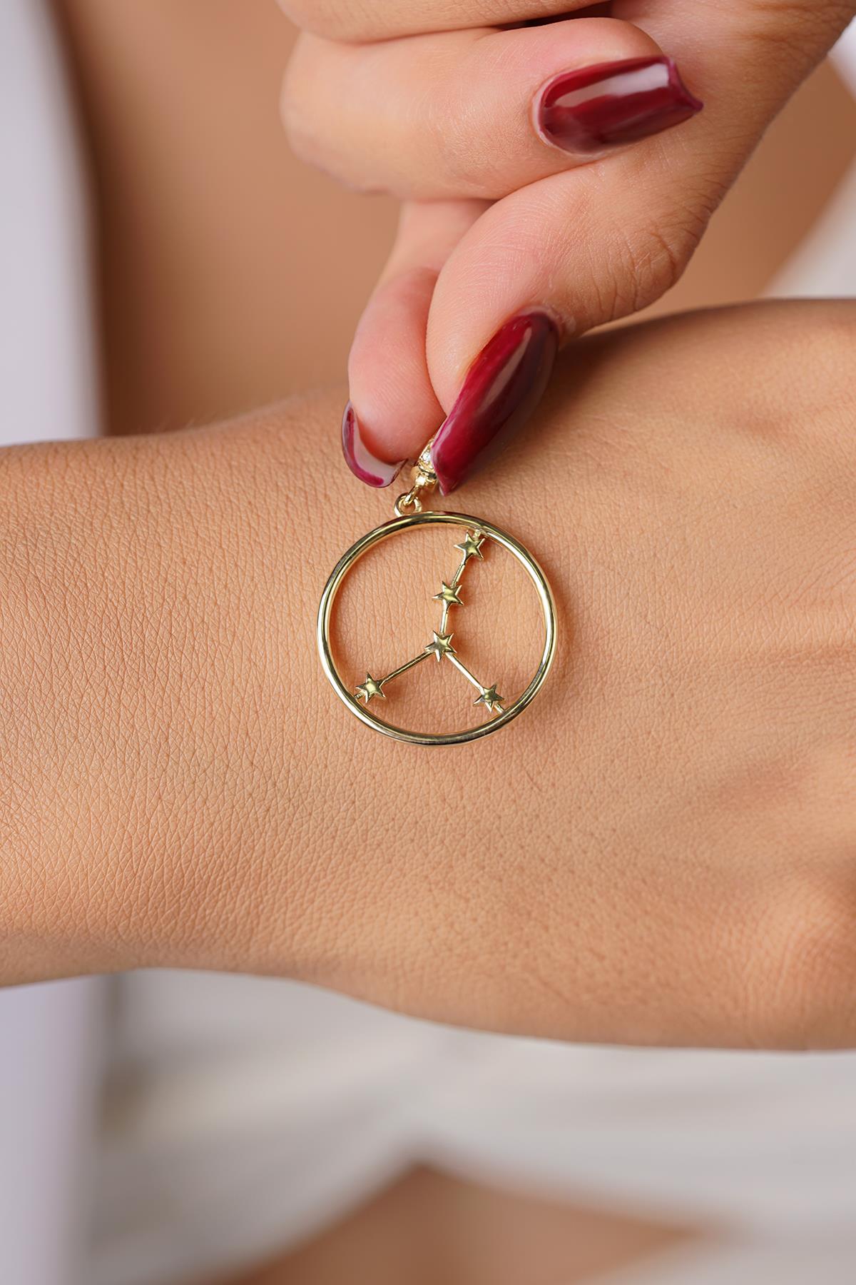 14K Gold Cancer Zodiac Constellation Pendant