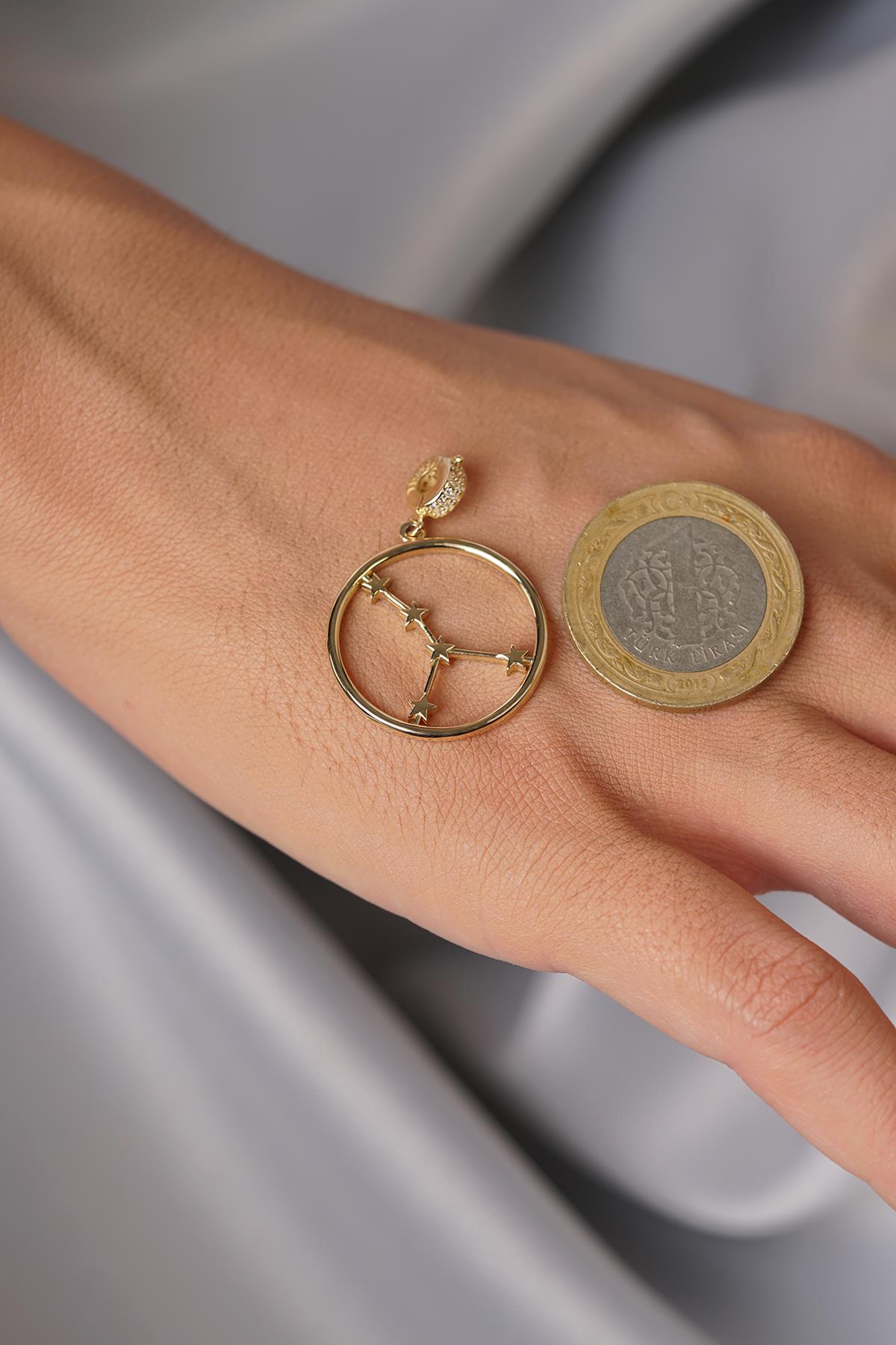 14K Gold Cancer Zodiac Constellation Pendant