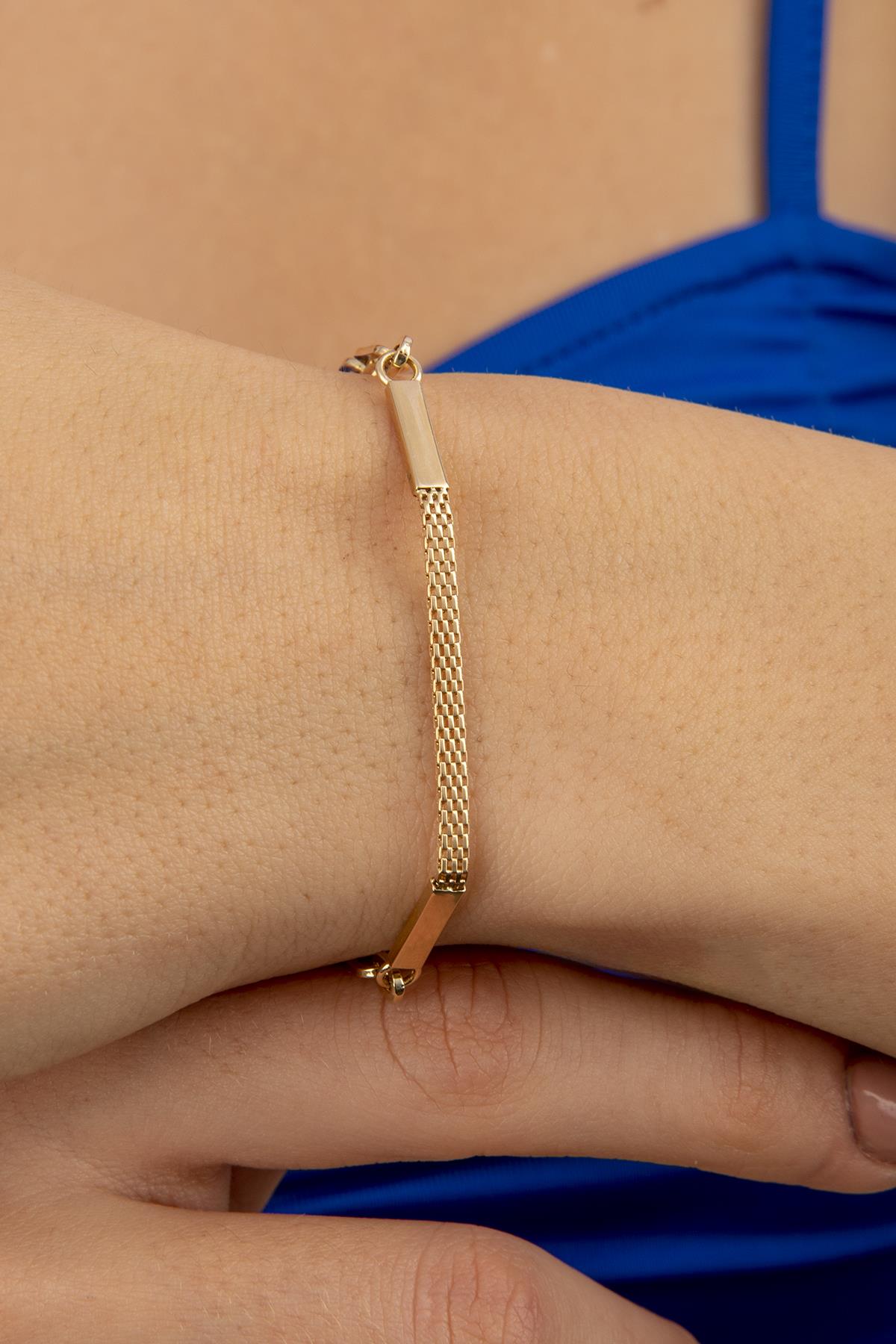 14K Gold Candere Roosevelt Cable Detailed Paperclip Bracelet