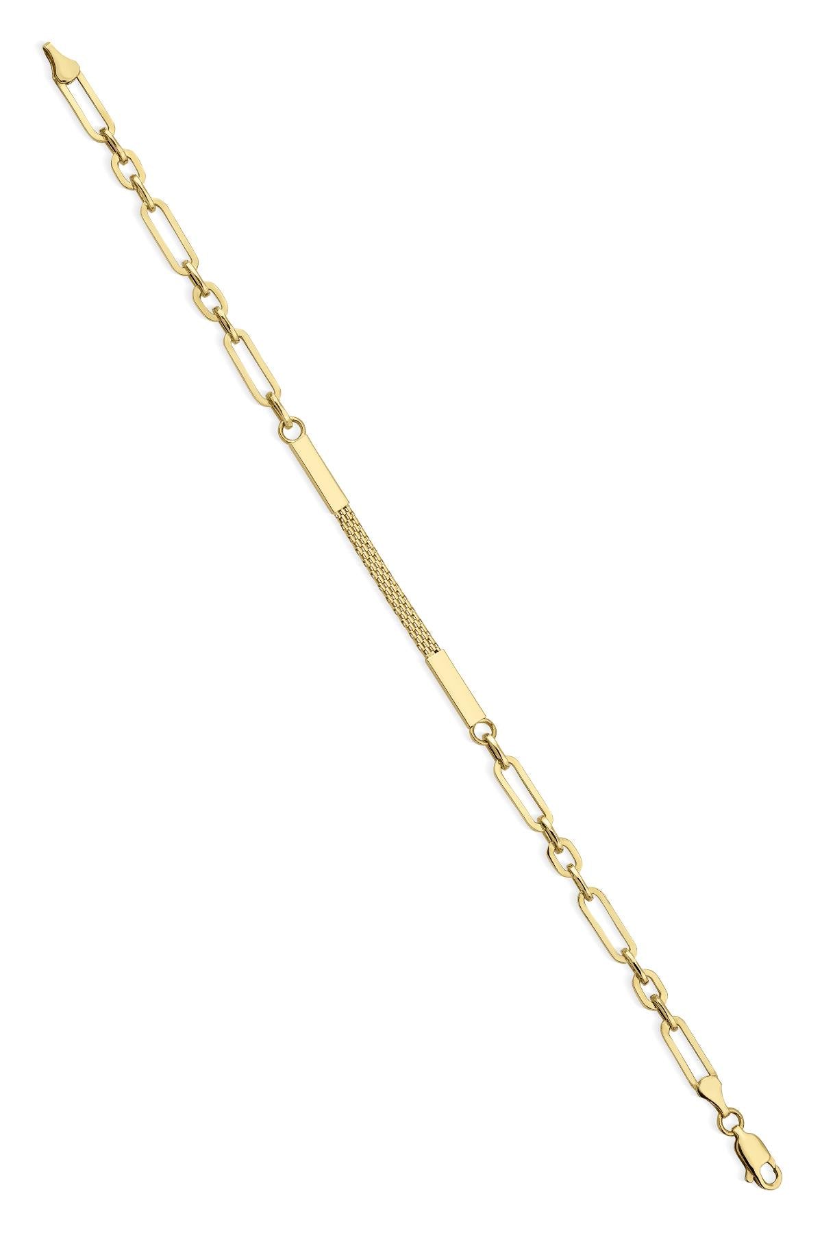 14K Gold Candere Roosevelt Cable Detailed Paperclip Bracelet