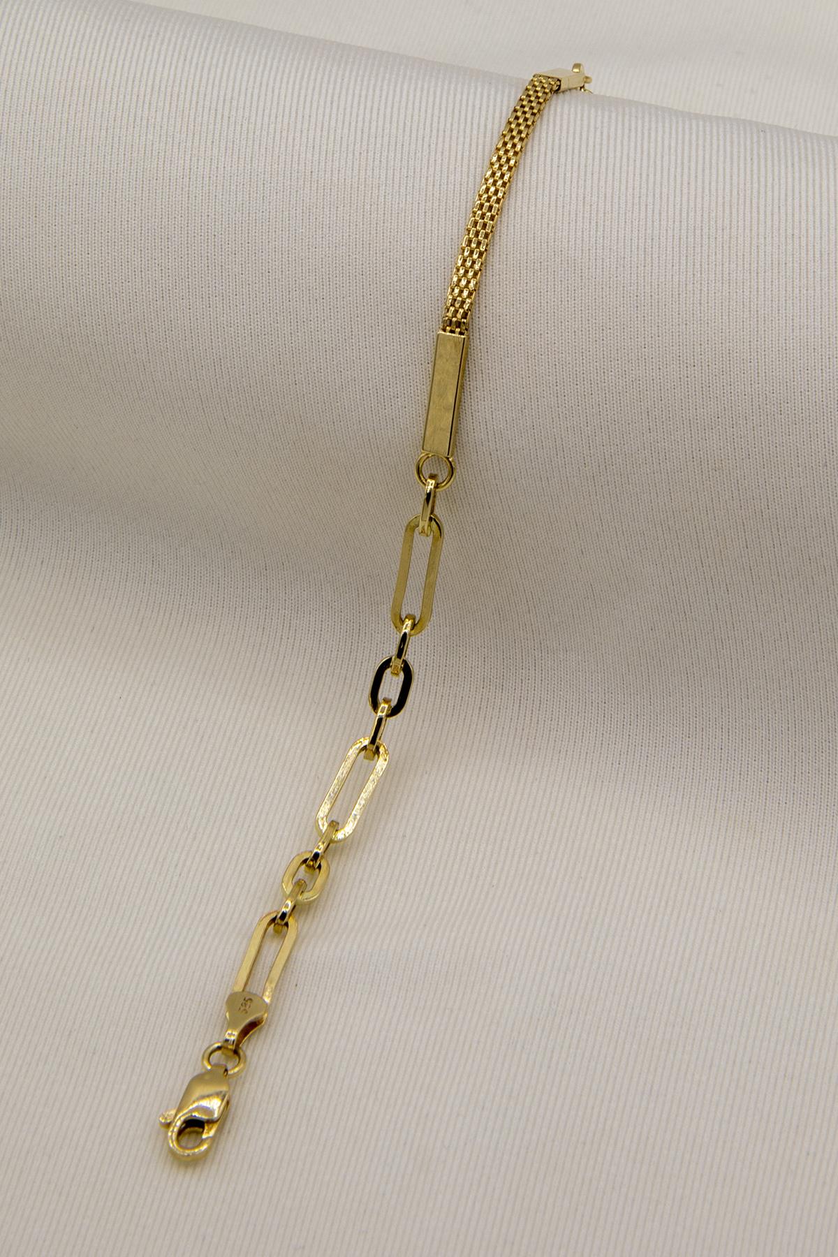 14K Gold Candere Roosevelt Cable Detailed Paperclip Bracelet