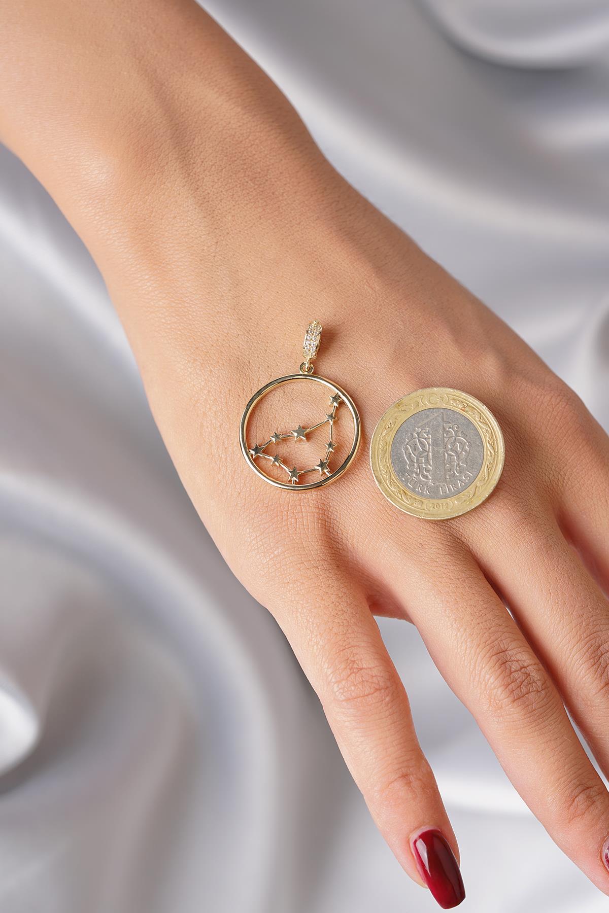 14K Solid Gold Capricorn Zodiac Constellation Pendant