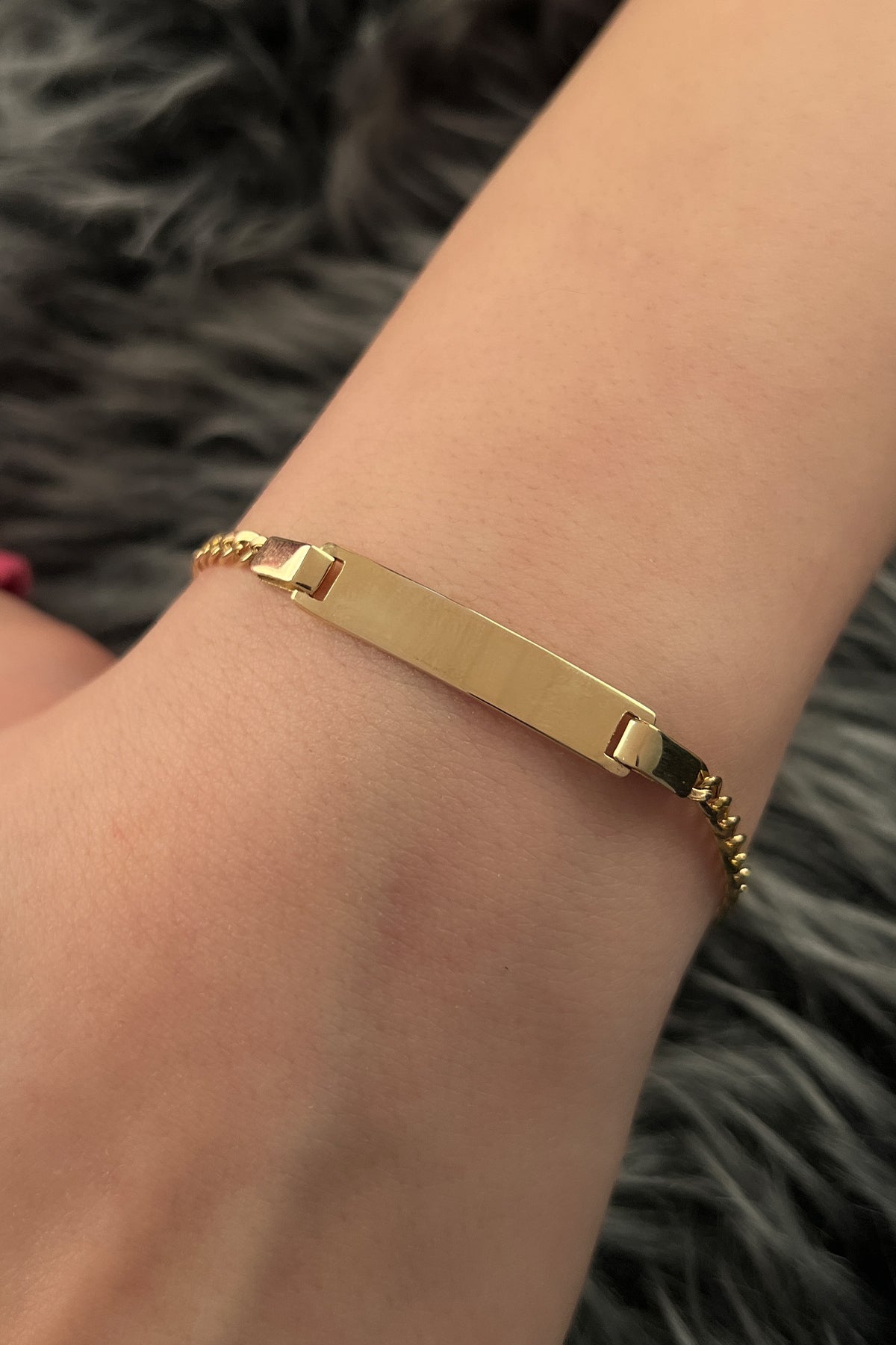 14K Gold Children's İD Cuban Link Bracelet