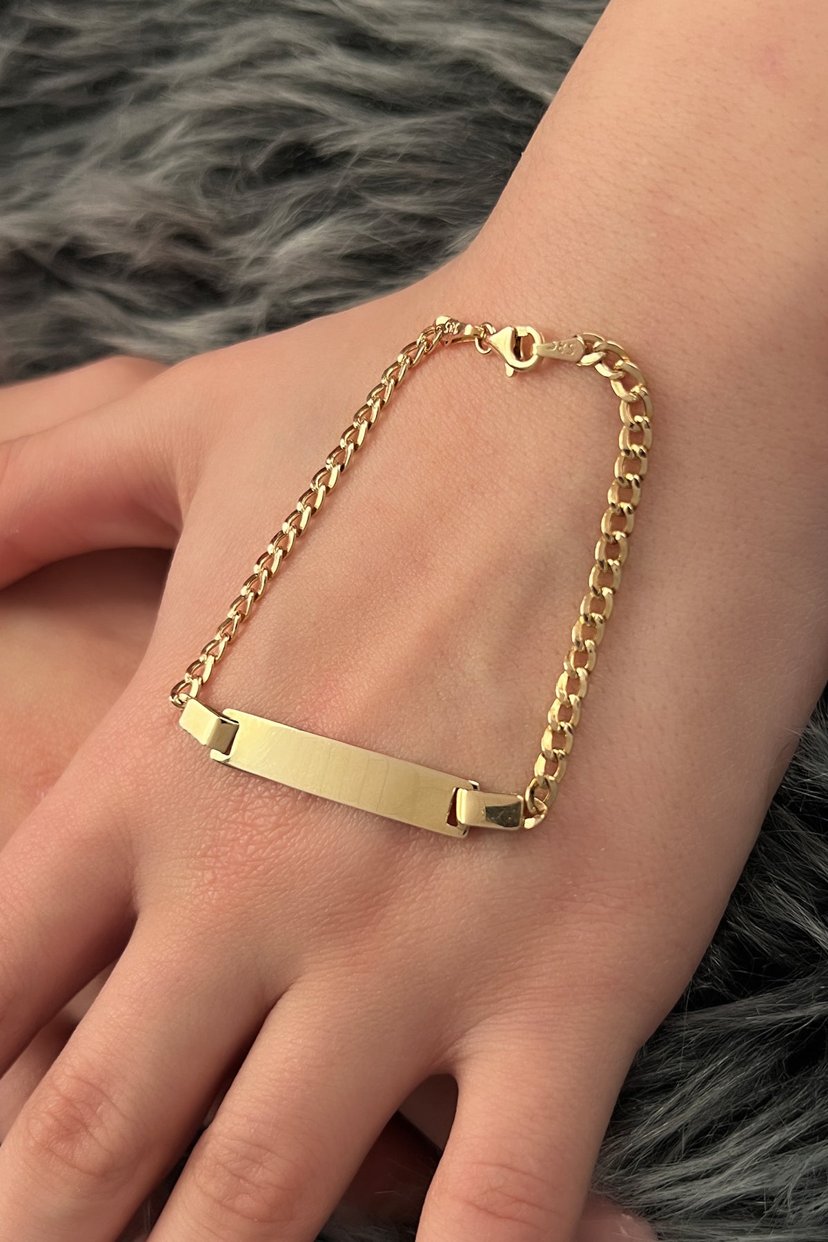 14K Gold Children's İD Cuban Link Bracelet