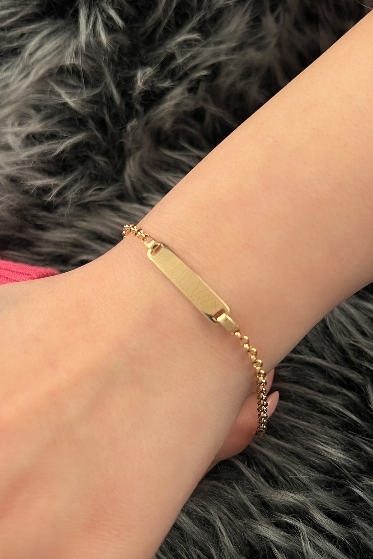 14K Gold Children's İD Rolo Link Bracelet