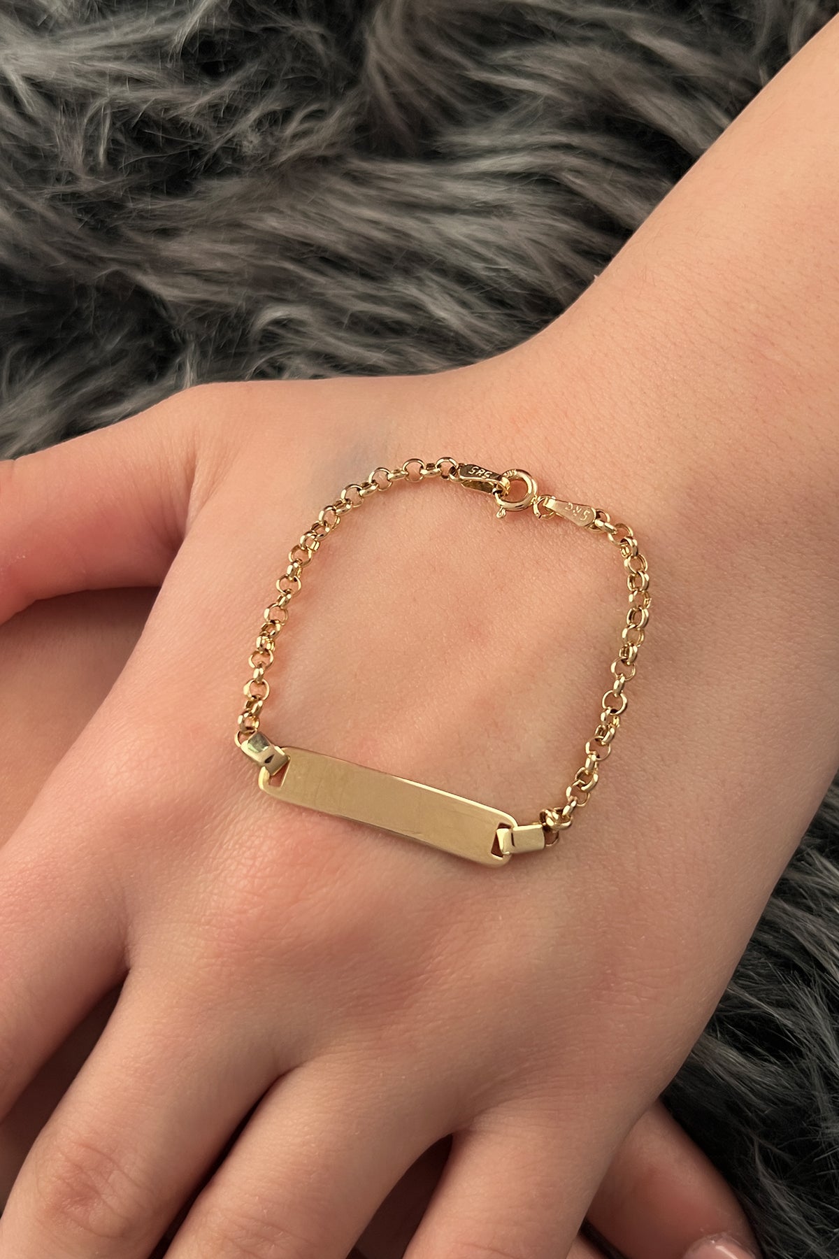 14K Gold Children's İD Rolo Link Bracelet