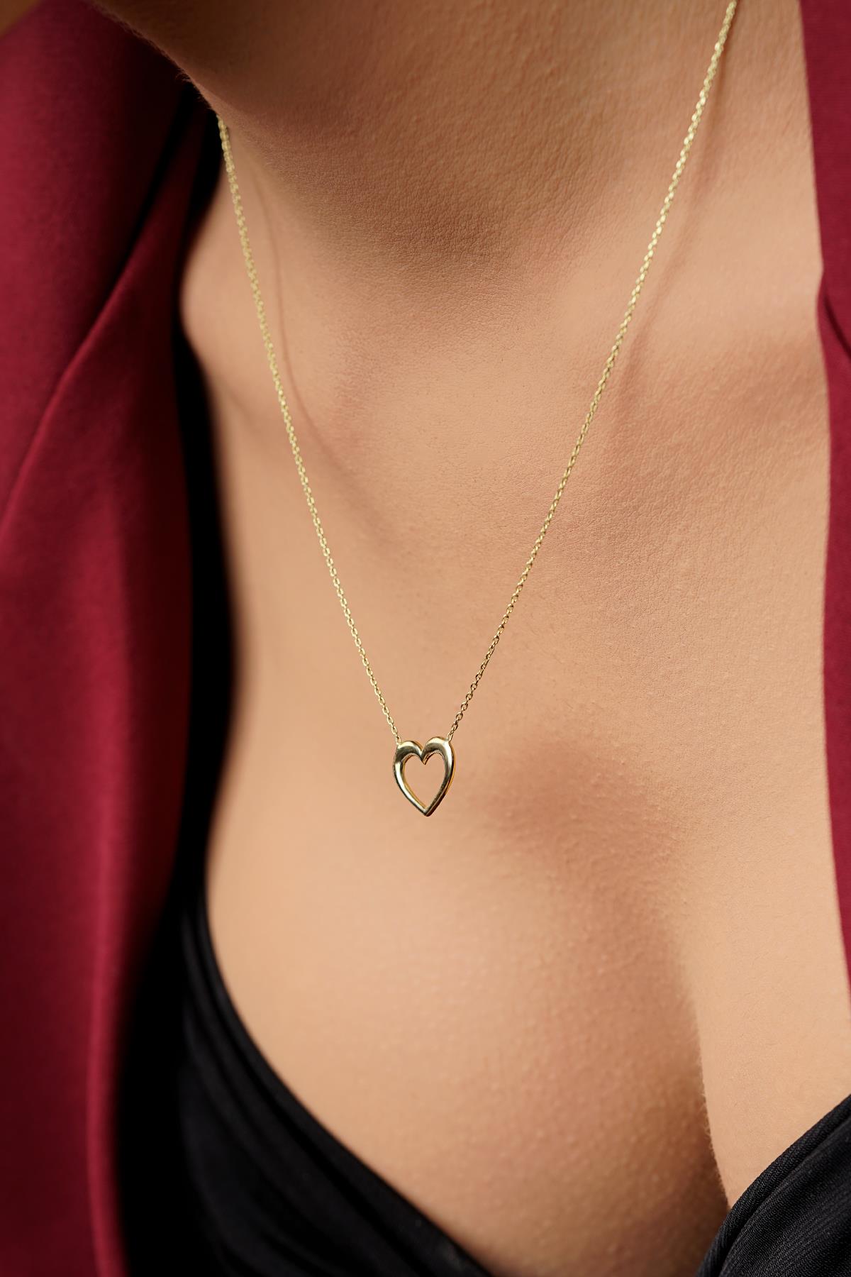 14K Gold Chunky Heart Necklace
