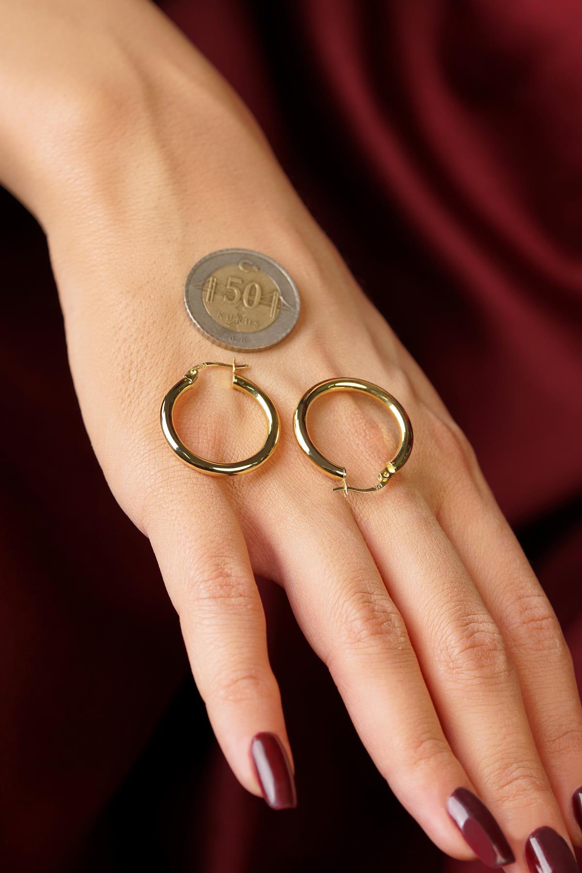 14K Gold Chunky Tube Earrings 1
