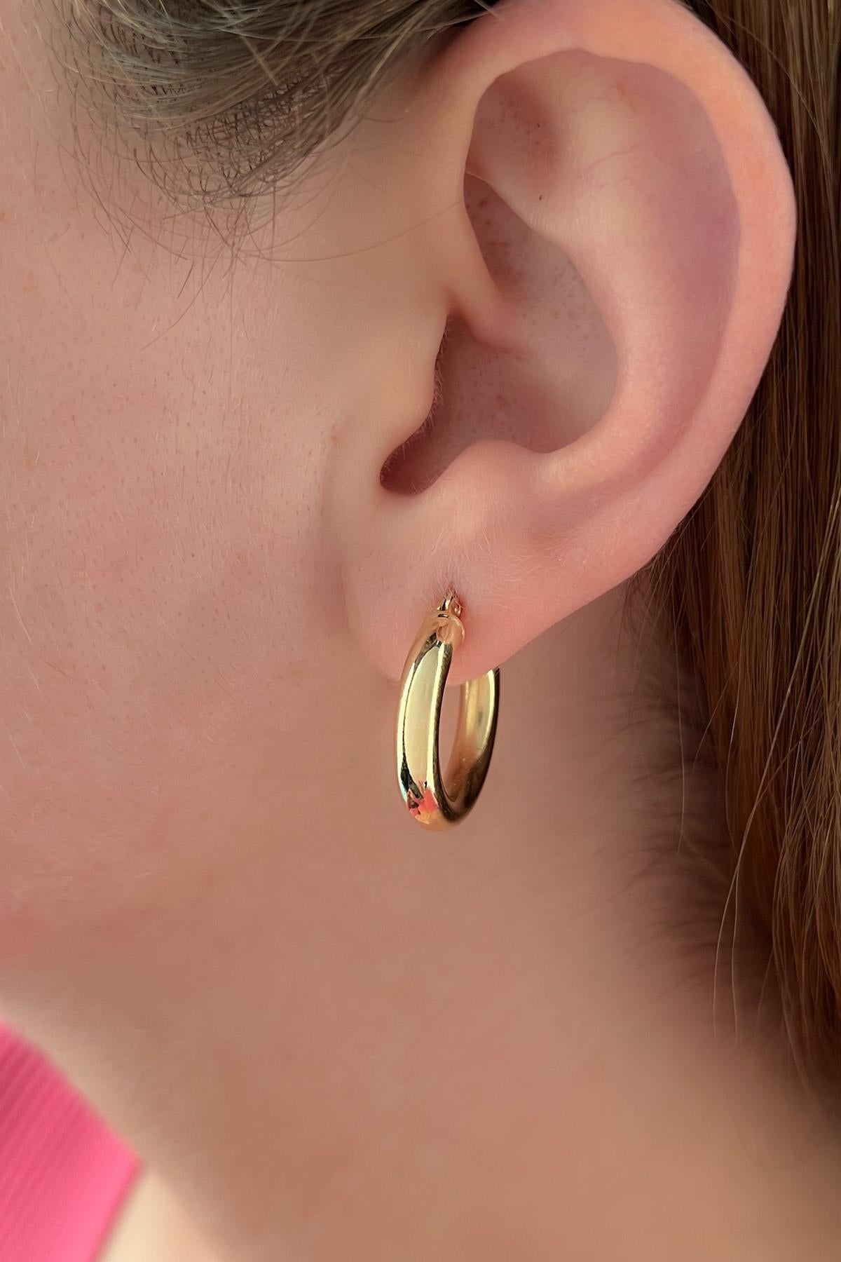 14K Gold Chunky Tube Earrings