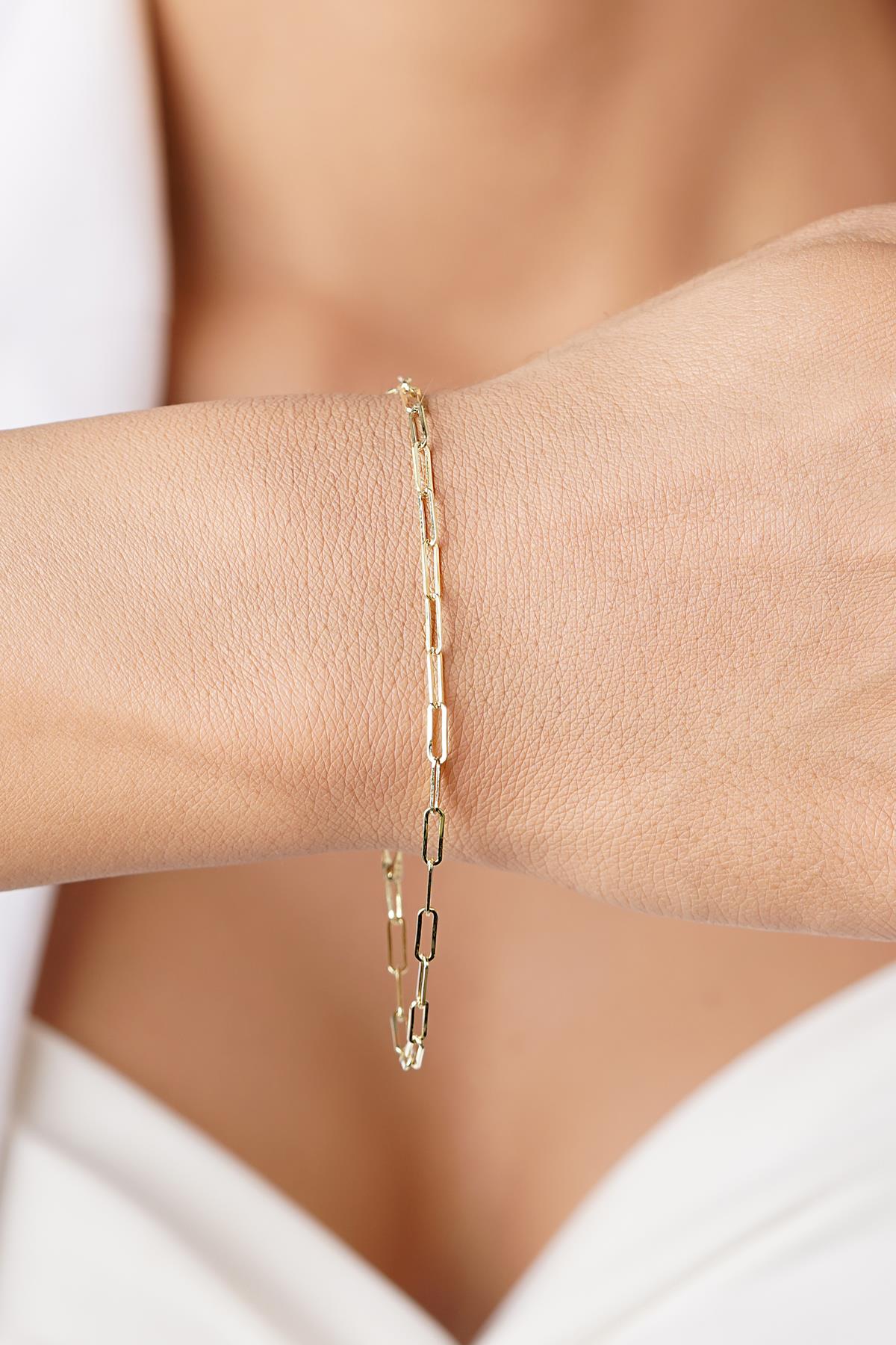 14K Gold Classic Paperclip Link Bracelet
