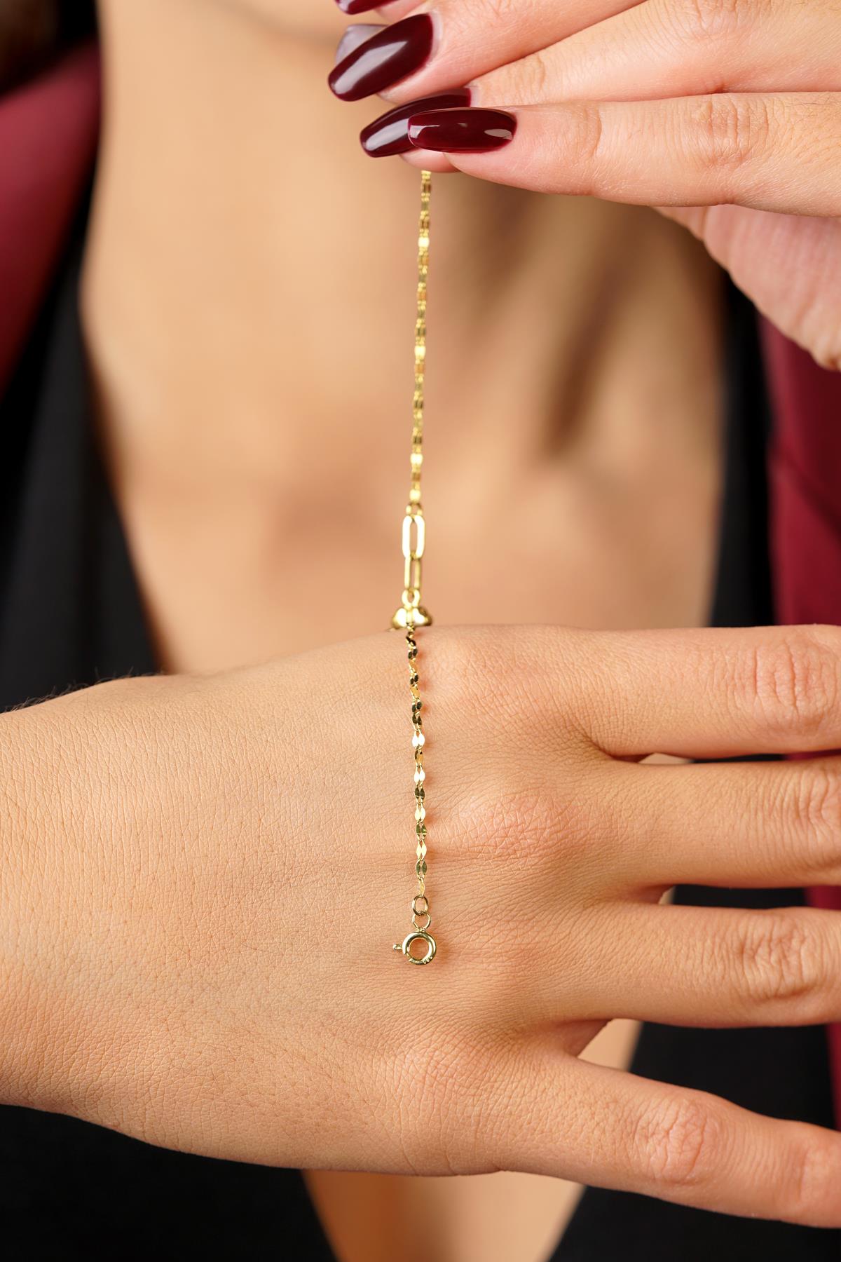 14K Gold Clover Charm Mirror Bracelet