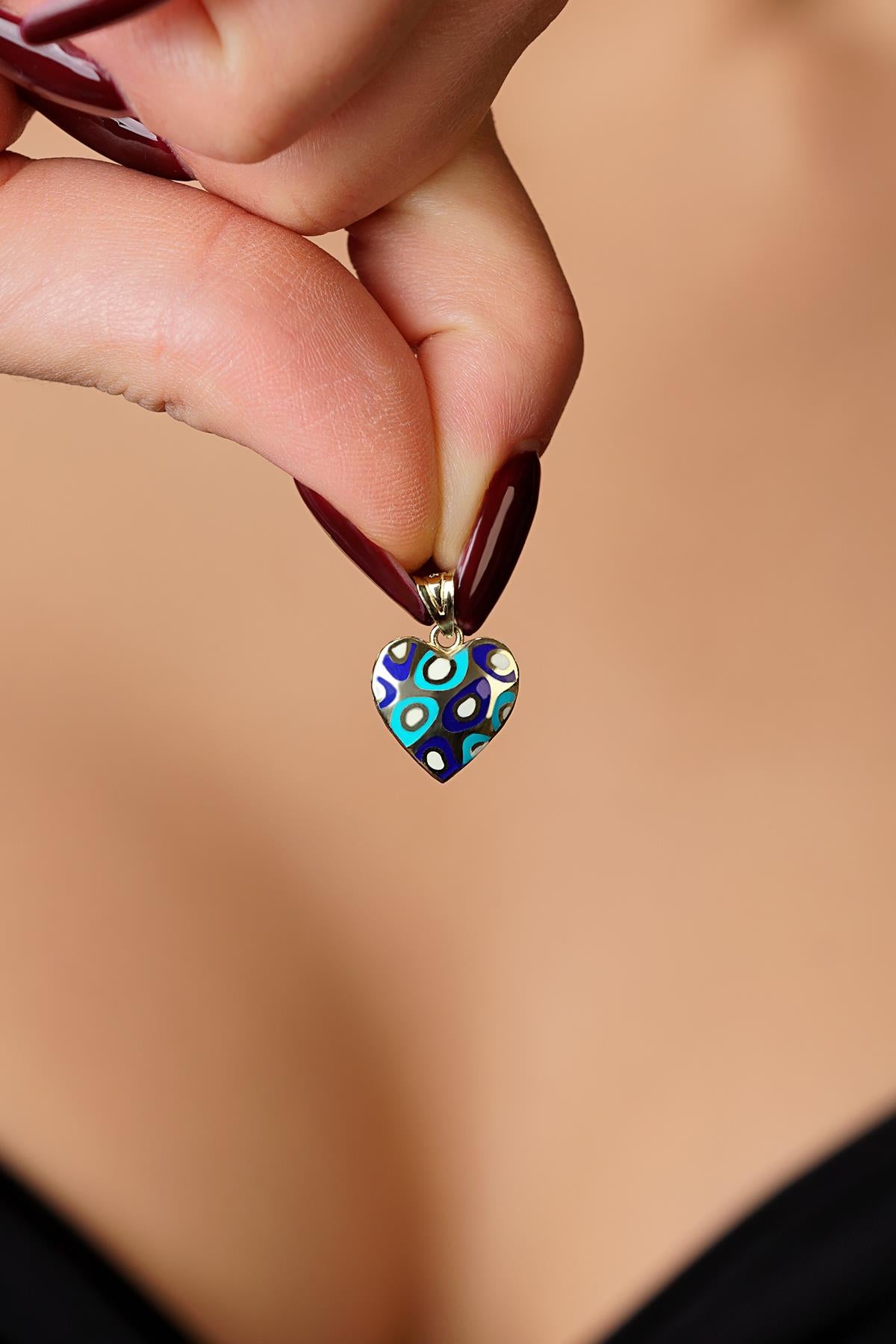 14K Gold Colorful Heart Charm