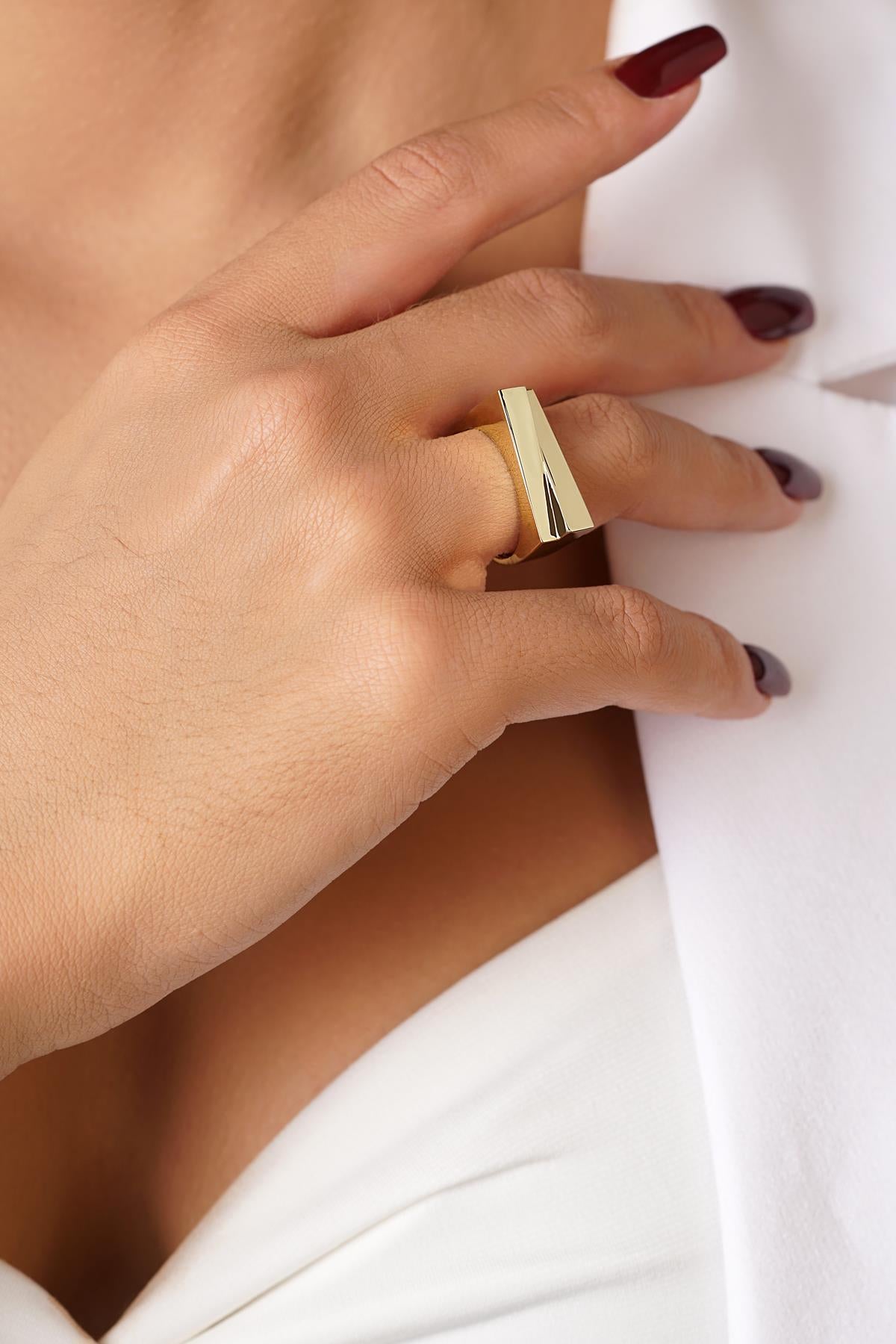 14K Gold Criss-Cross X-Ring