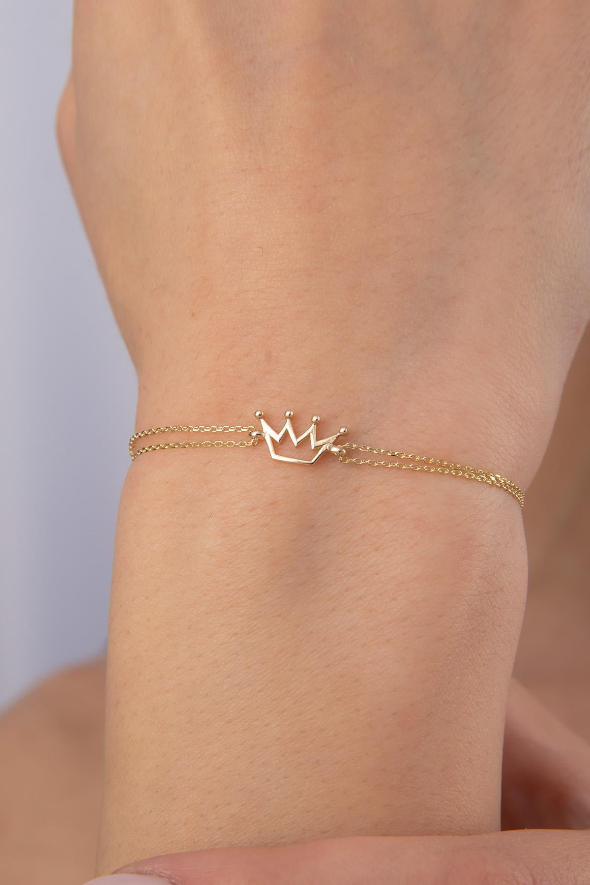 14K Gold Crown Bracelet
