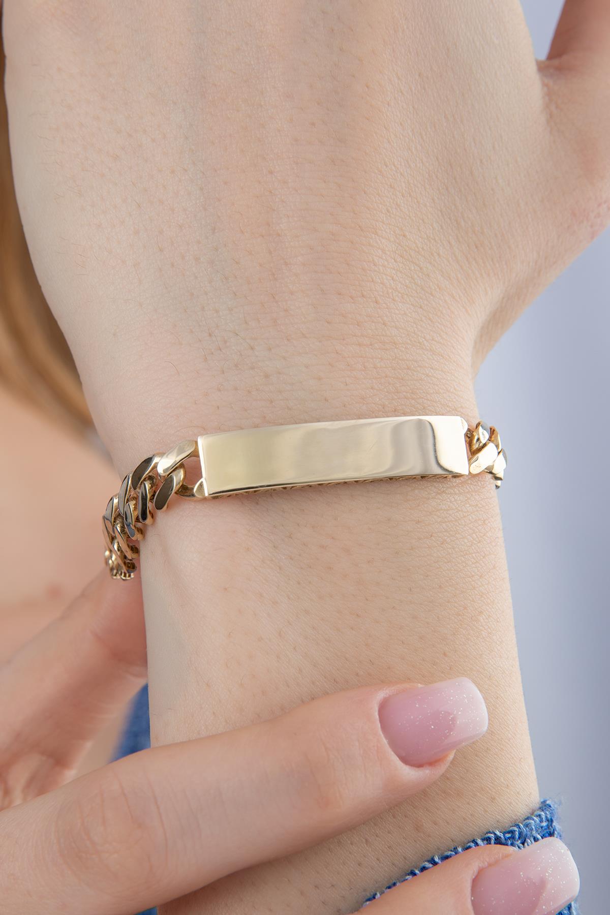 14K Gold Cuban İd Bracelet