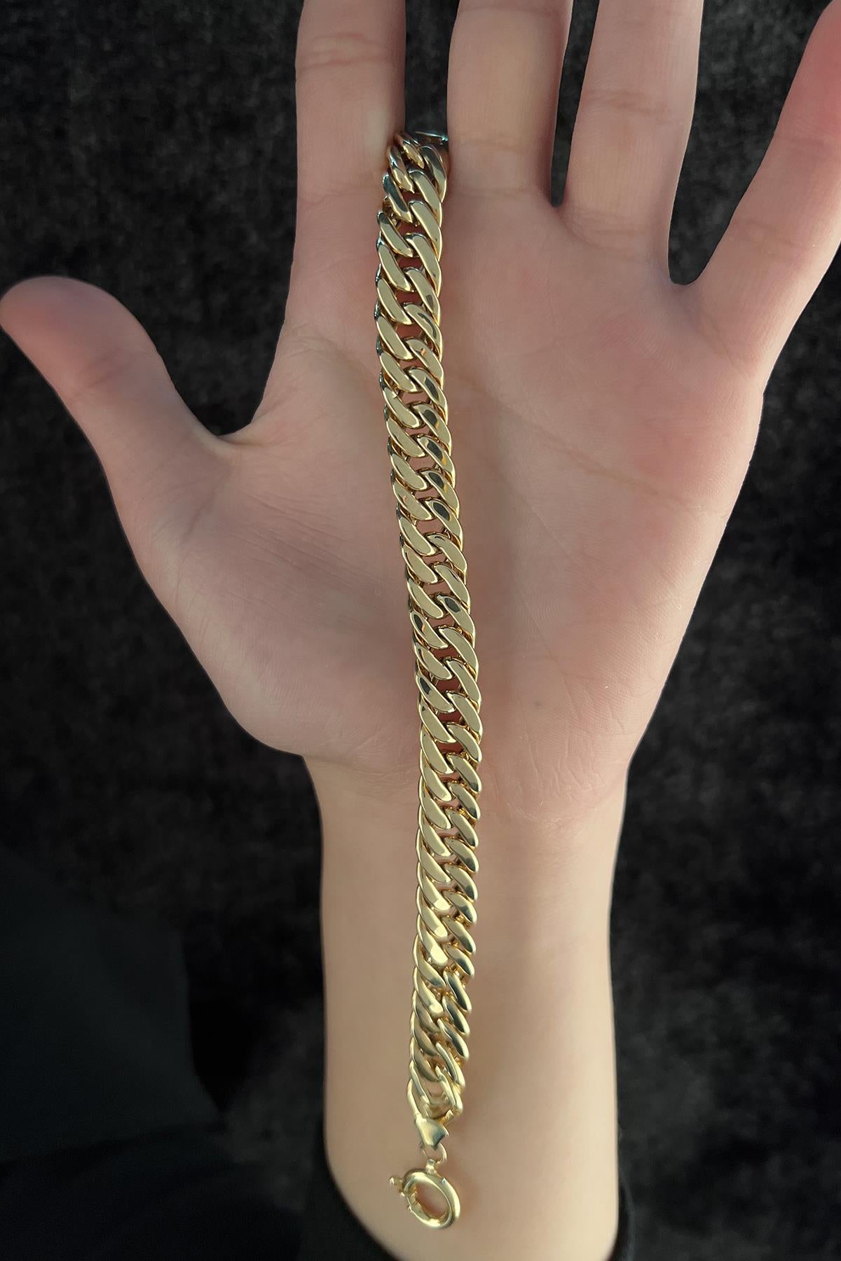 14K Gold Cuban Link Chain Beacelet