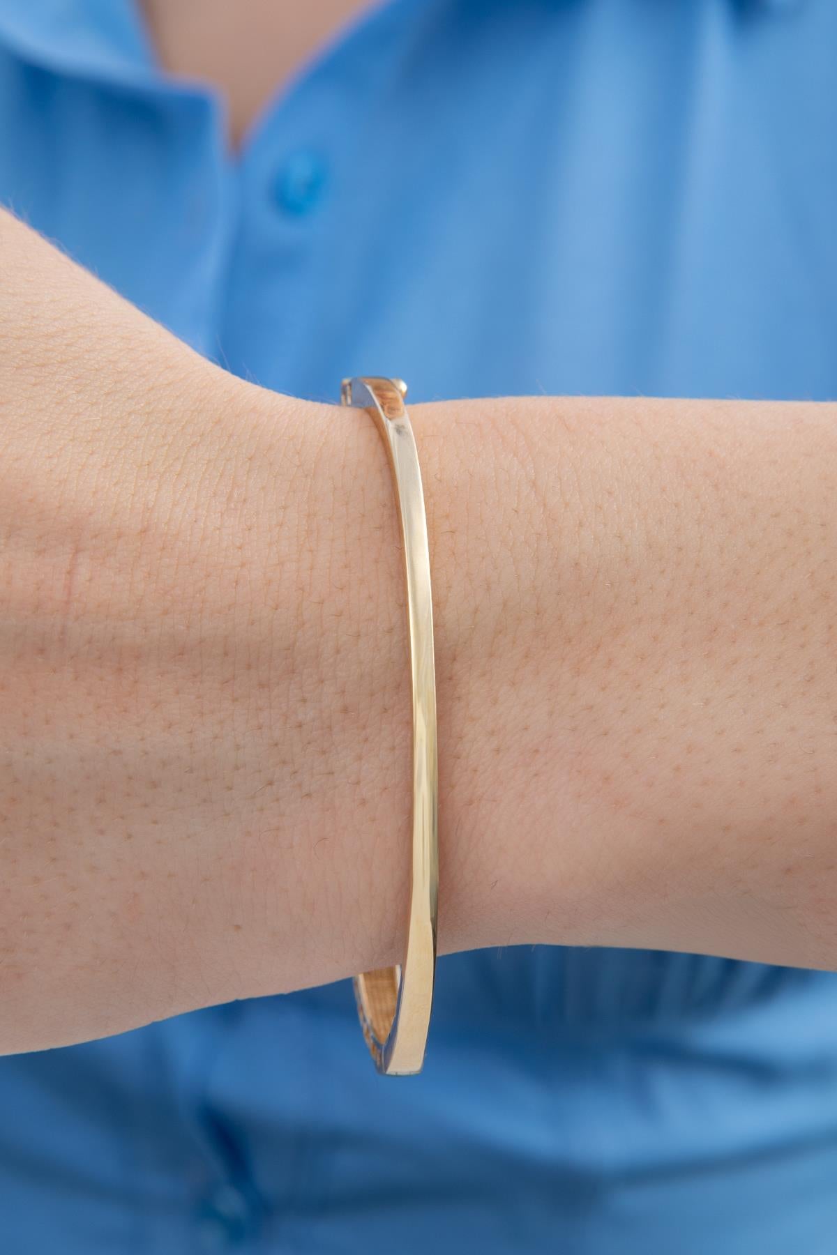 14K Gold Cube Bangle
