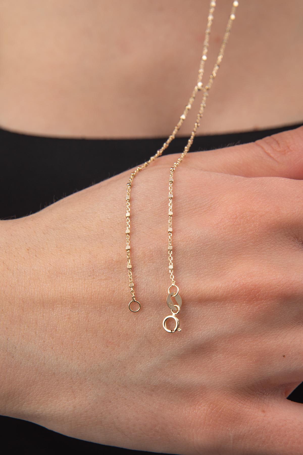 14K Gold  Cube Hand Chain