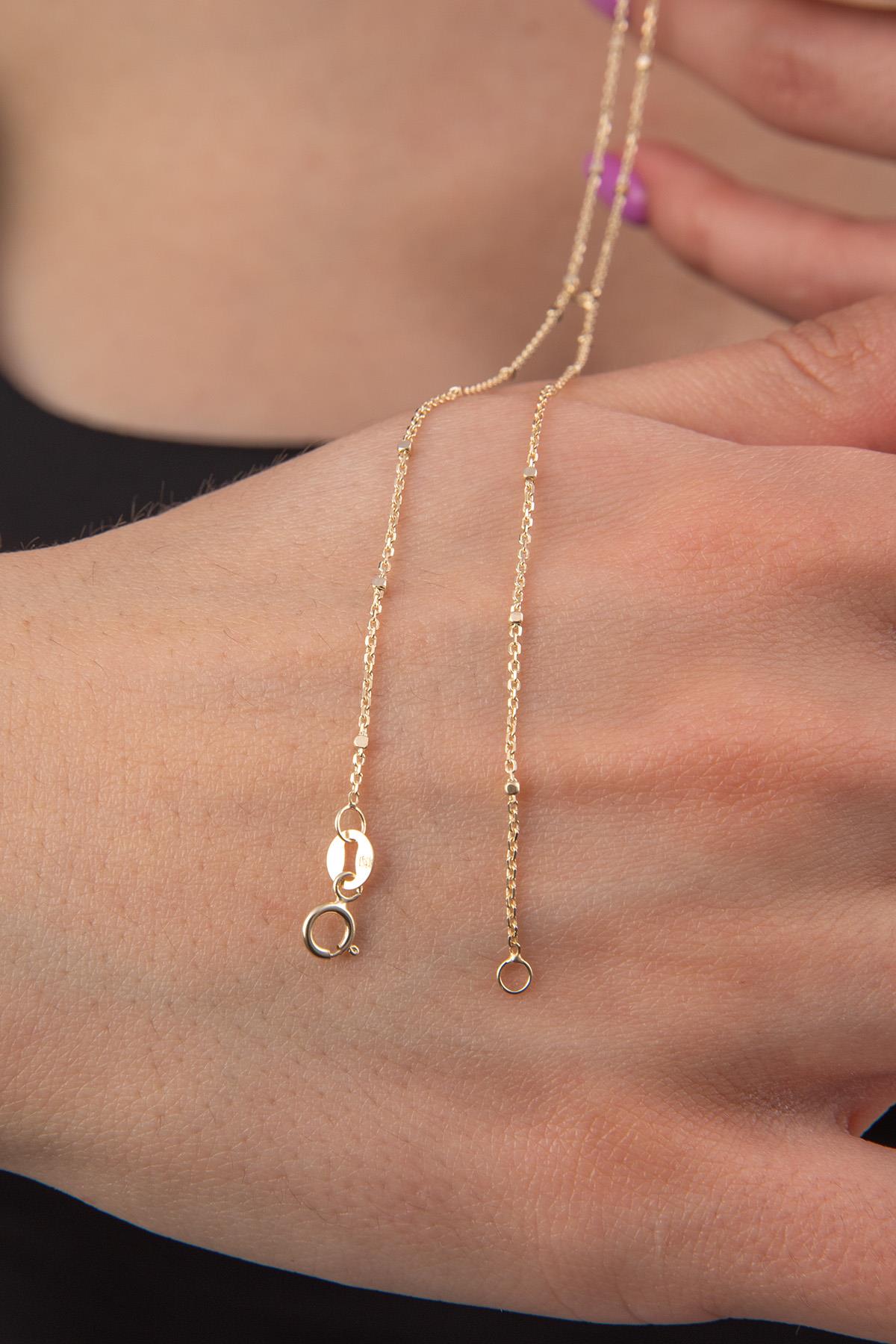 14K Gold Cube Hand Chain