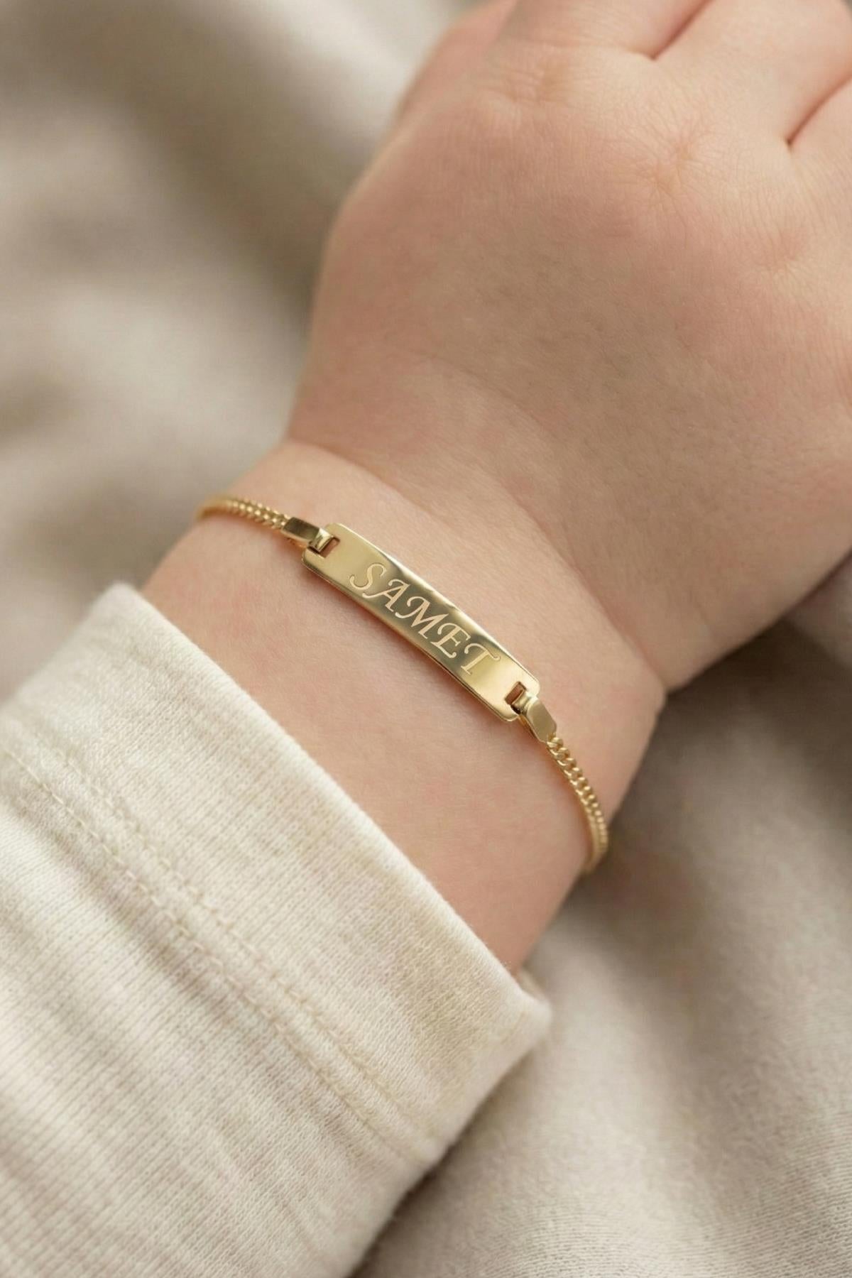 14K Gold Curb Chain Baby ID Bracelet