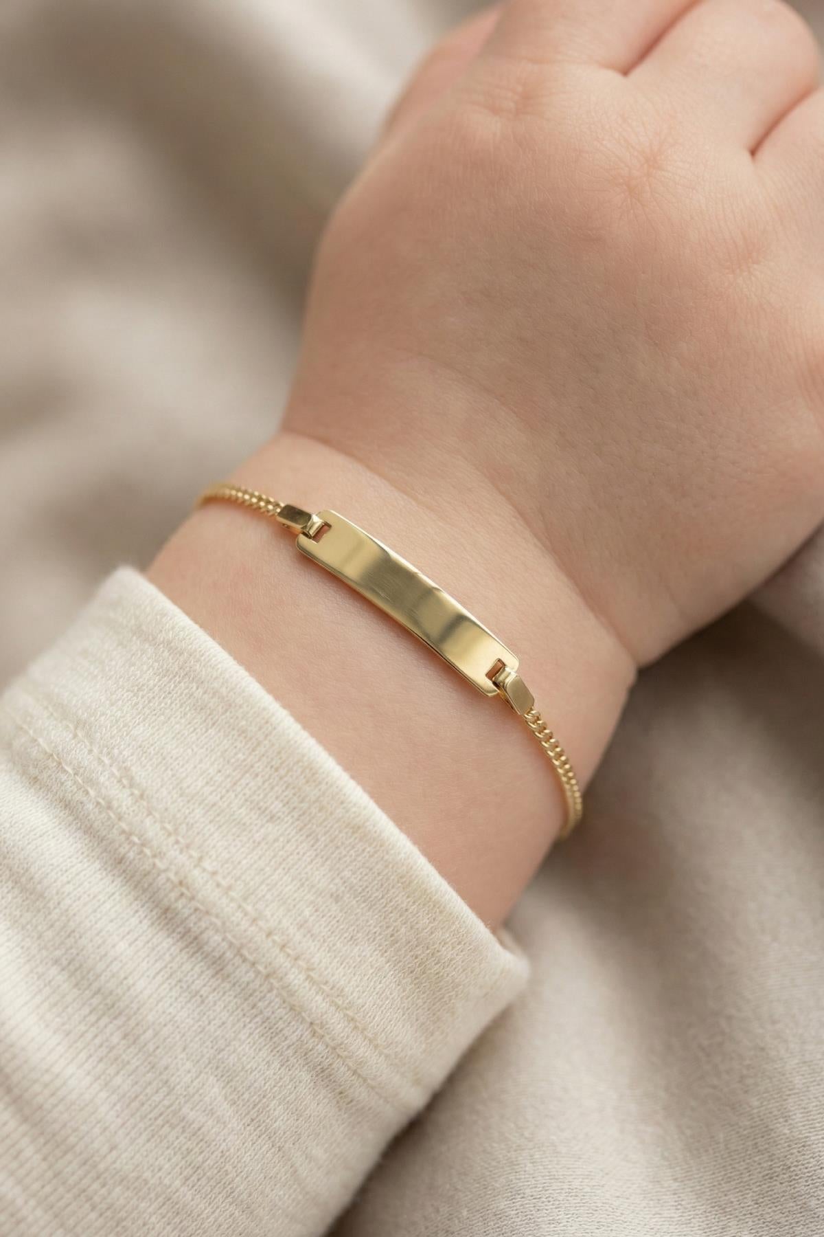 14K Gold Curb Chain Baby ID Bracelet