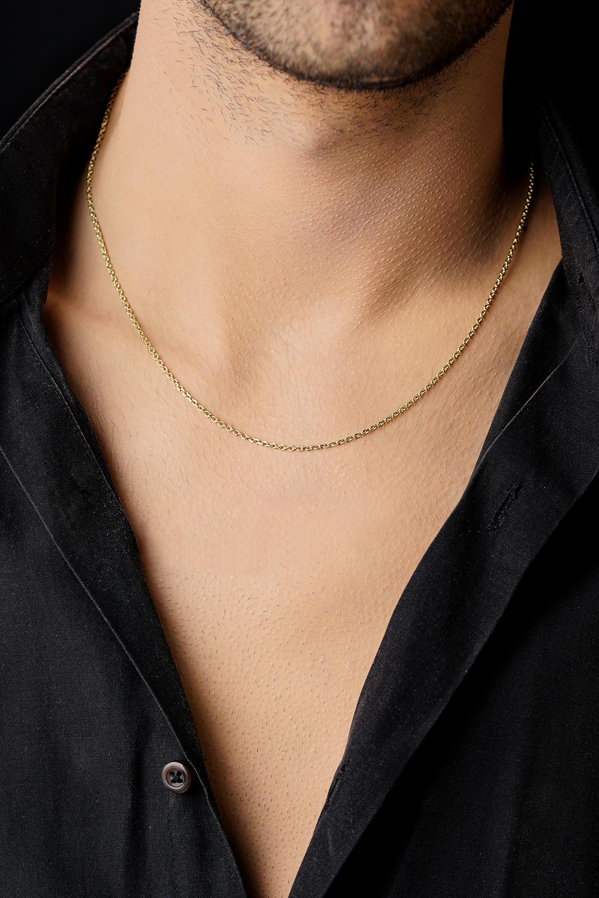 14K Gold Curb Chain Men’s Necklace