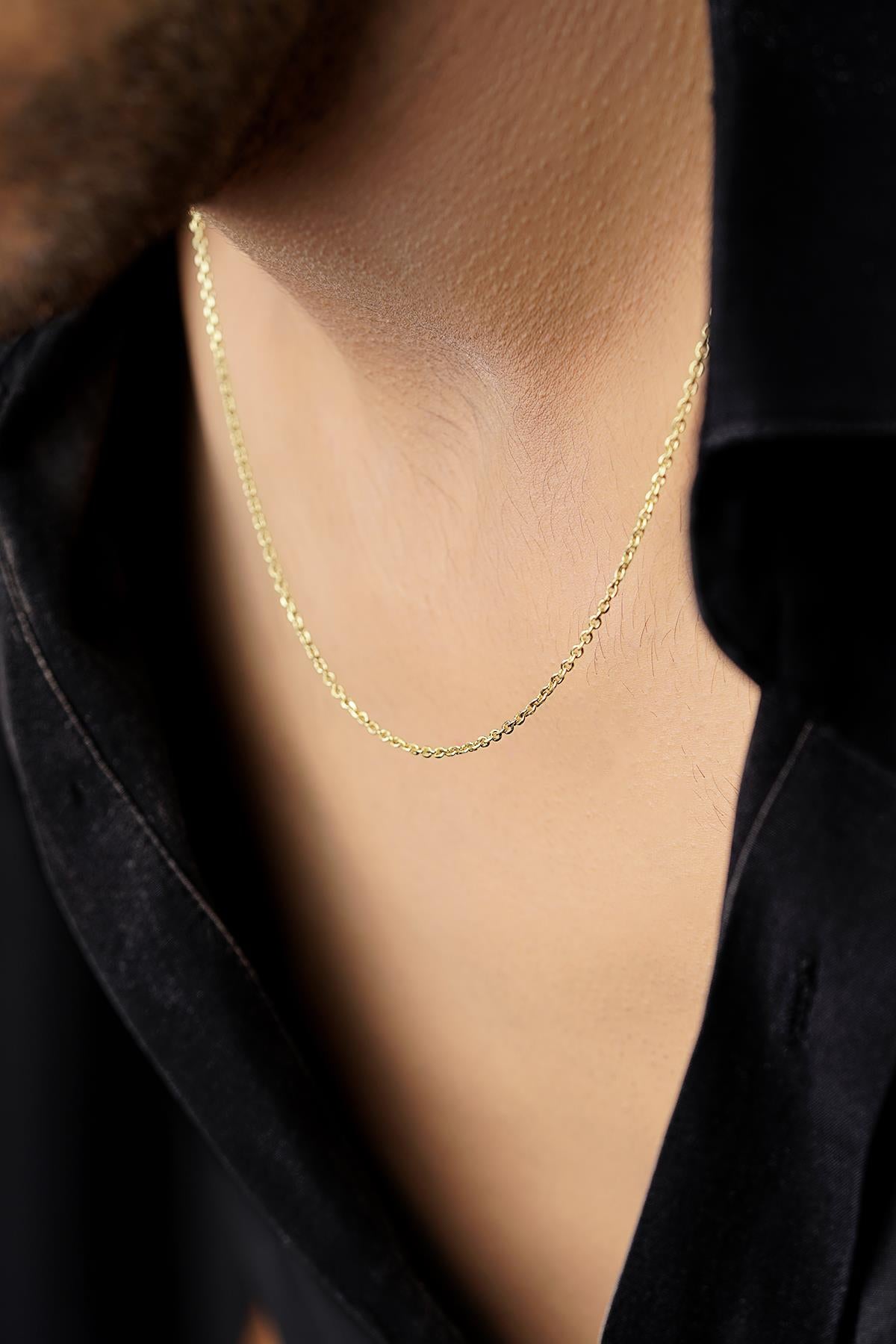 14K Solid Gold Curb Chain Men’s Necklace