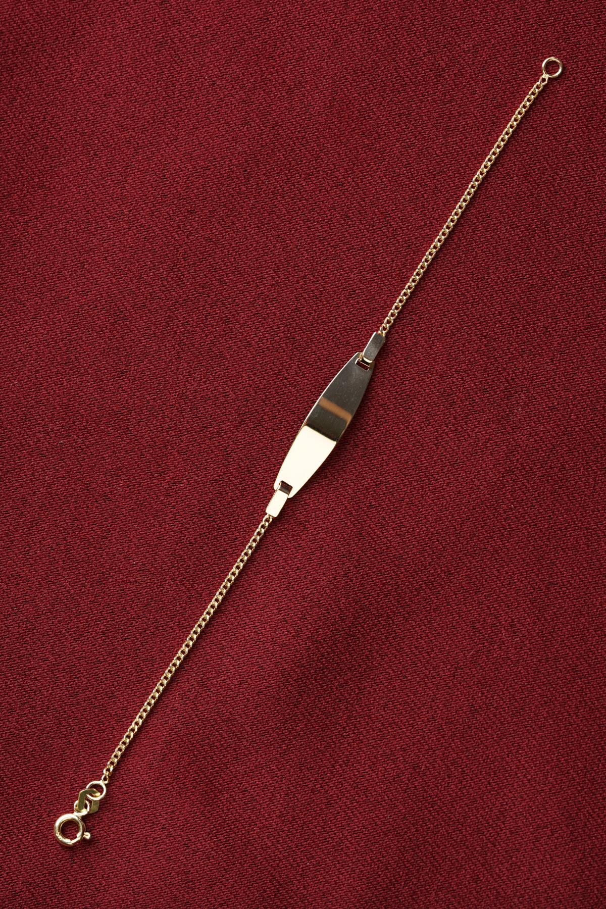 14K Gold Curb Chain Oval Baby ID Bracelet