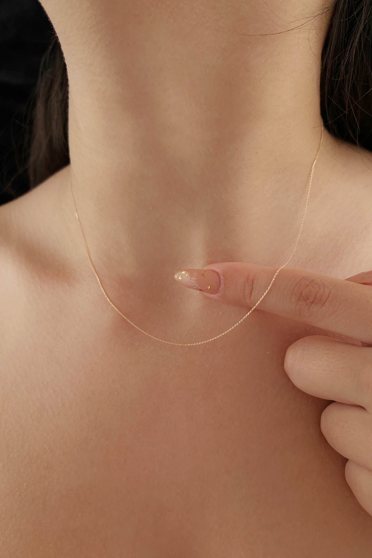 14K Gold Cut Solid Anchor Chain  0.027 inch