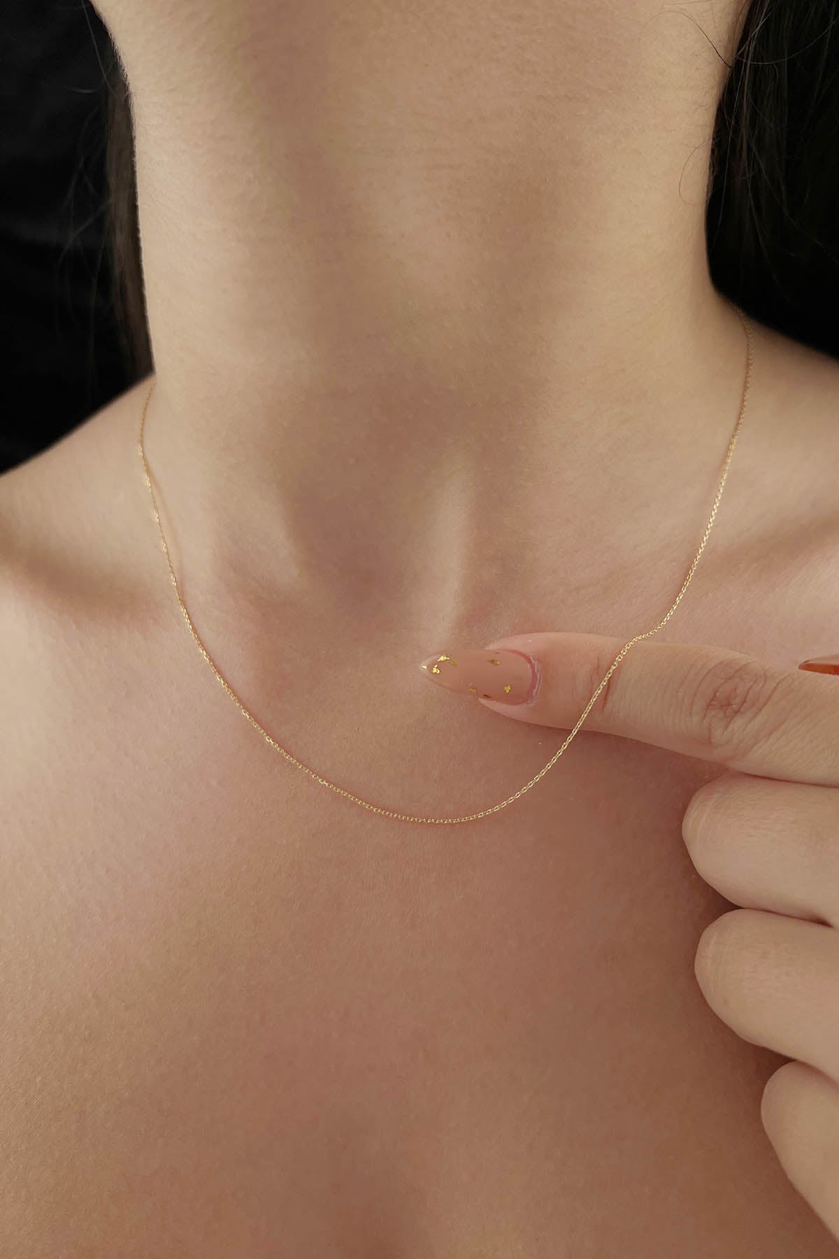 14K Gold Cut Solid Anchor Chain  0.031 inch