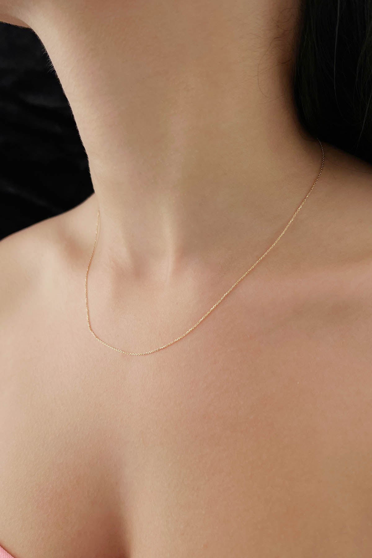 14K Gold Cut Solid Anchor Chain  0.031 inch