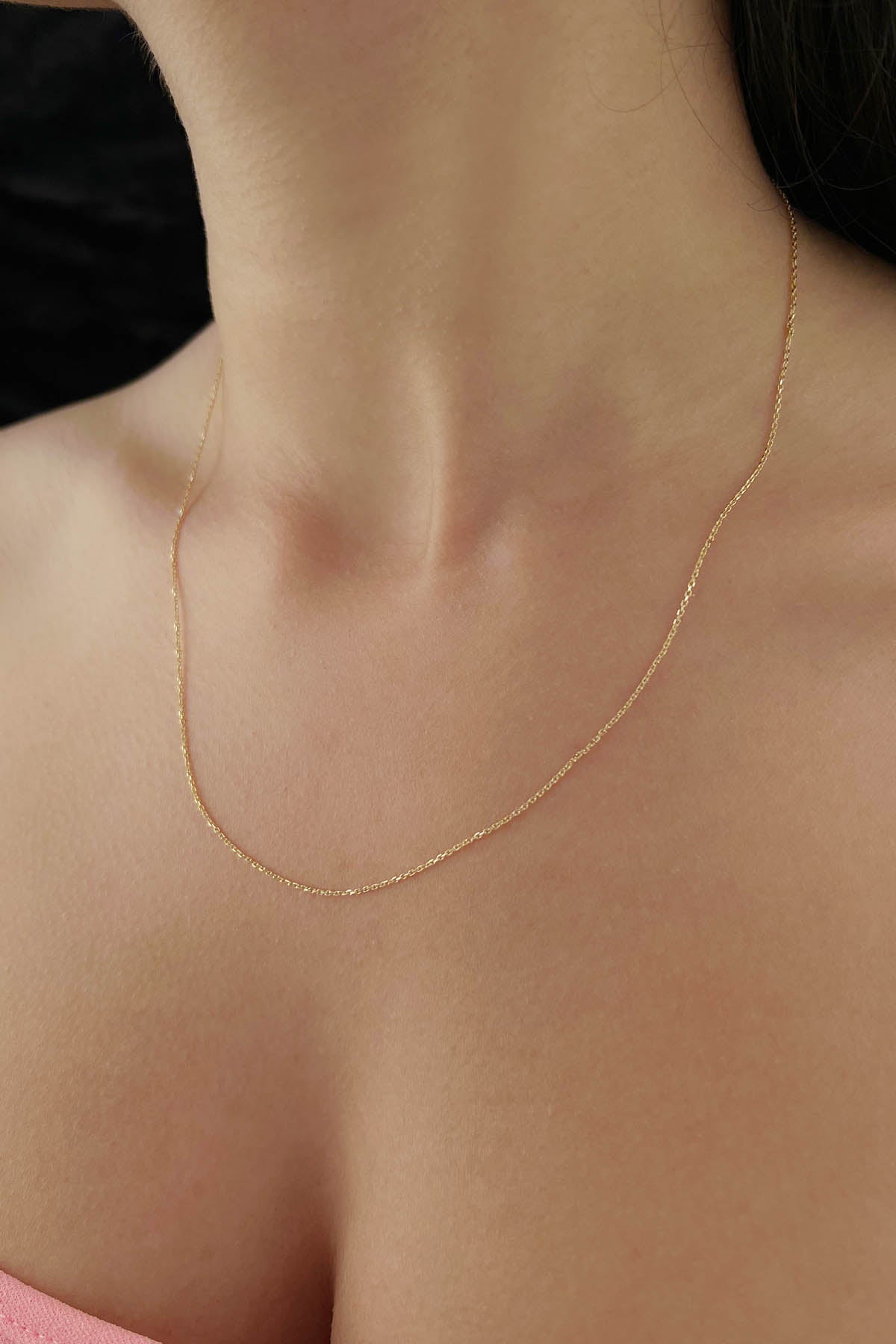 14K Gold Cut Solid Anchor Chain  0.039 inch