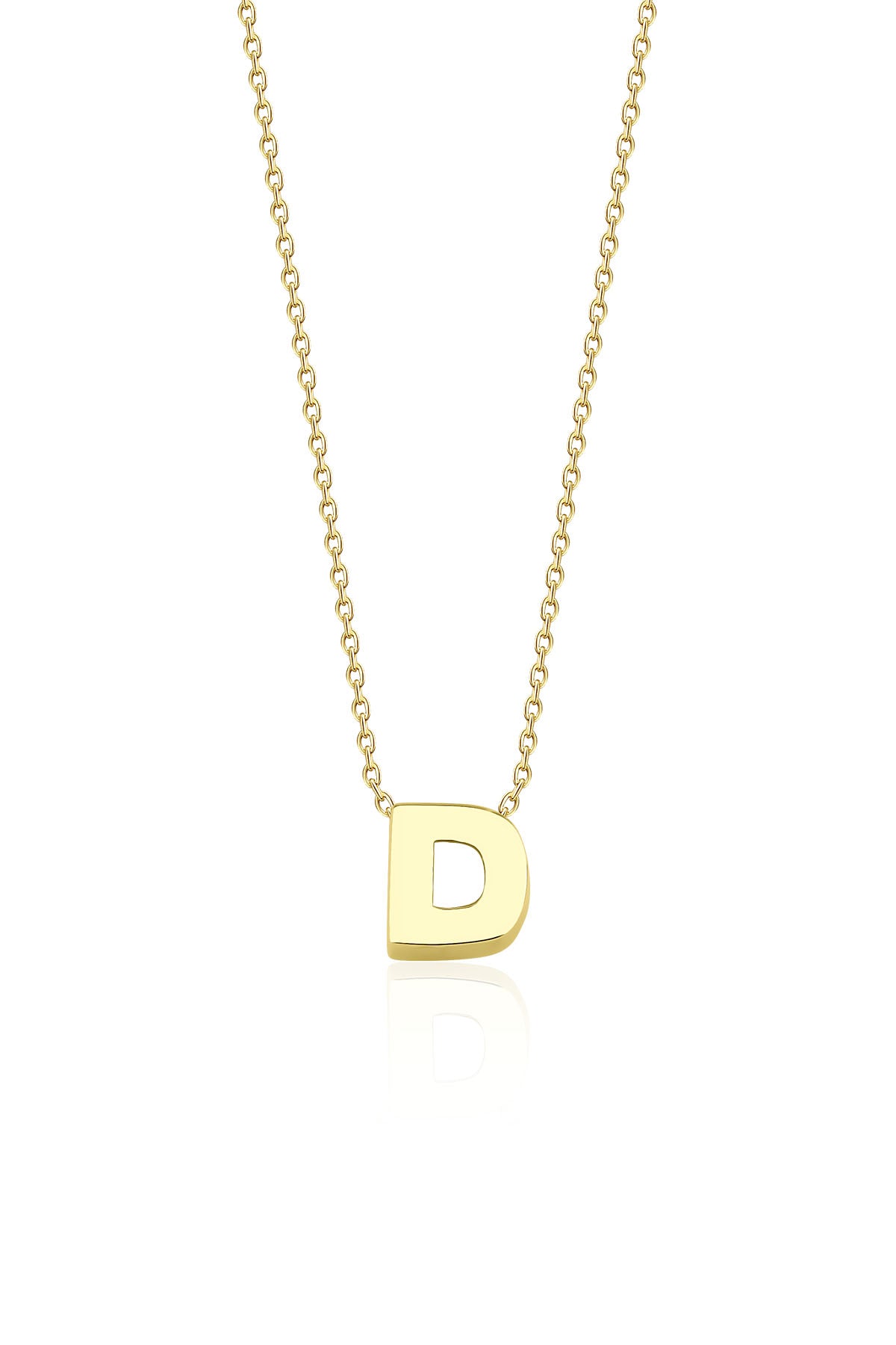 14K Gold D Initial Necklace