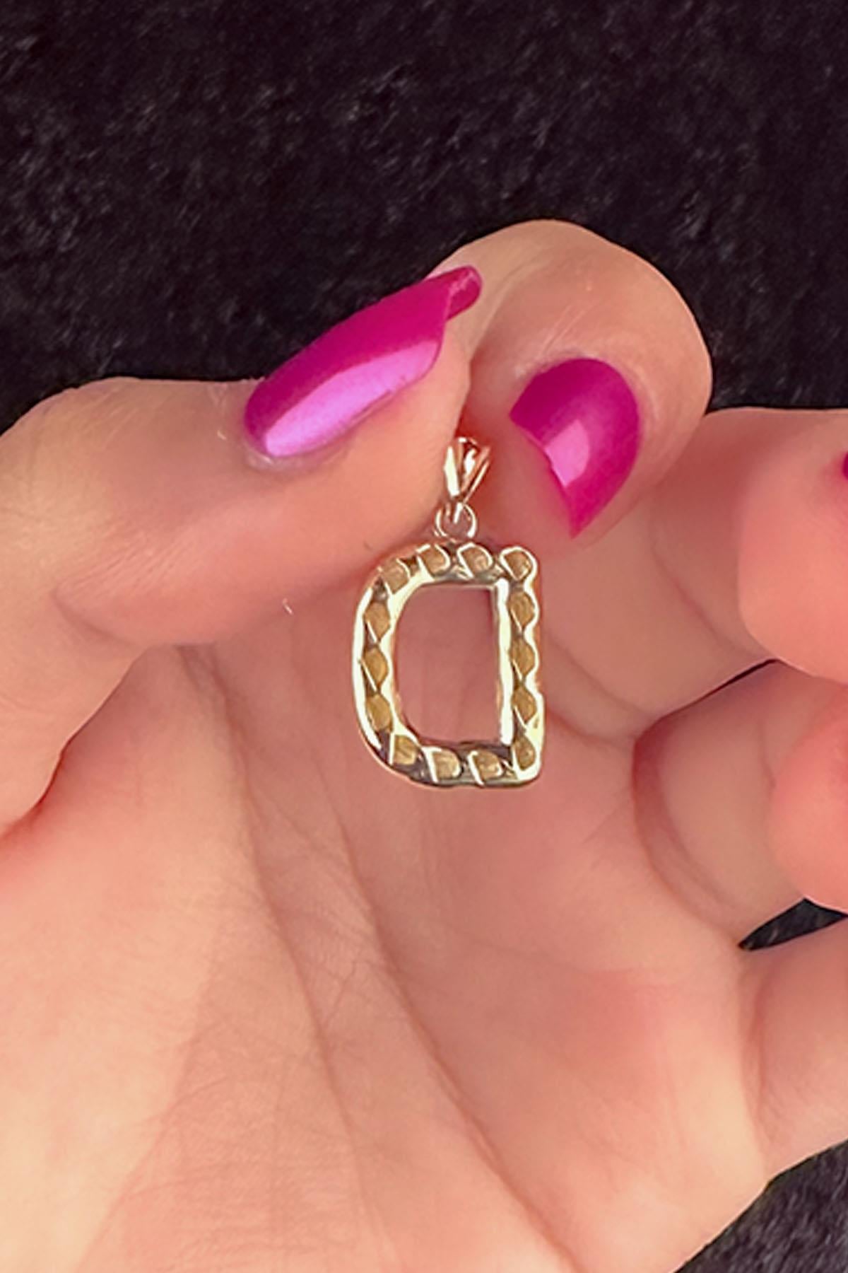 14K Gold D Letter Charm