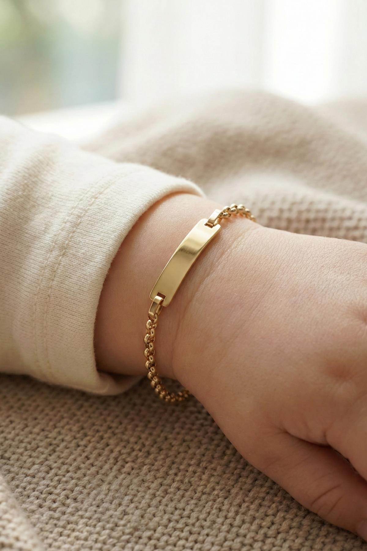 14K Gold D-Link Baby ID Bracelet