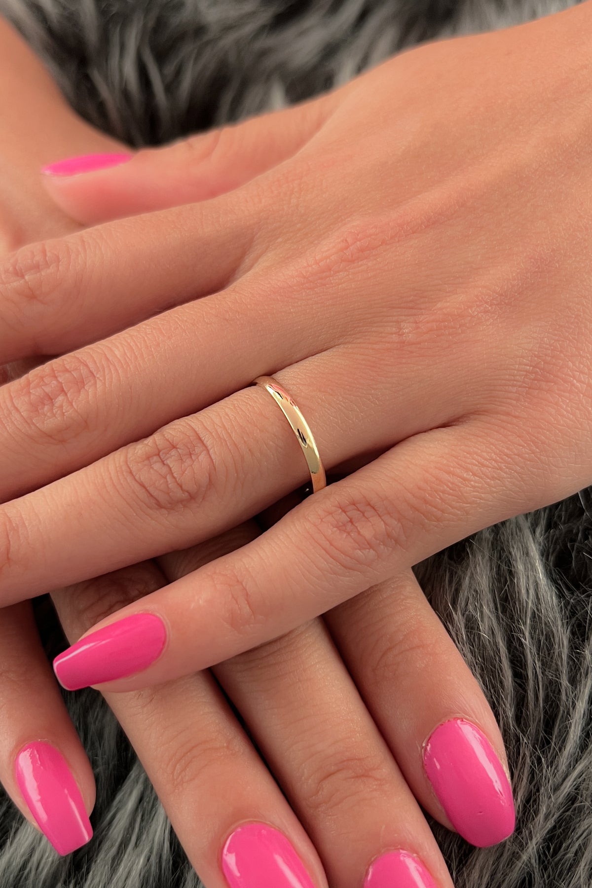 14K Gold D Shape Women Wedding Ring  0.078 inch