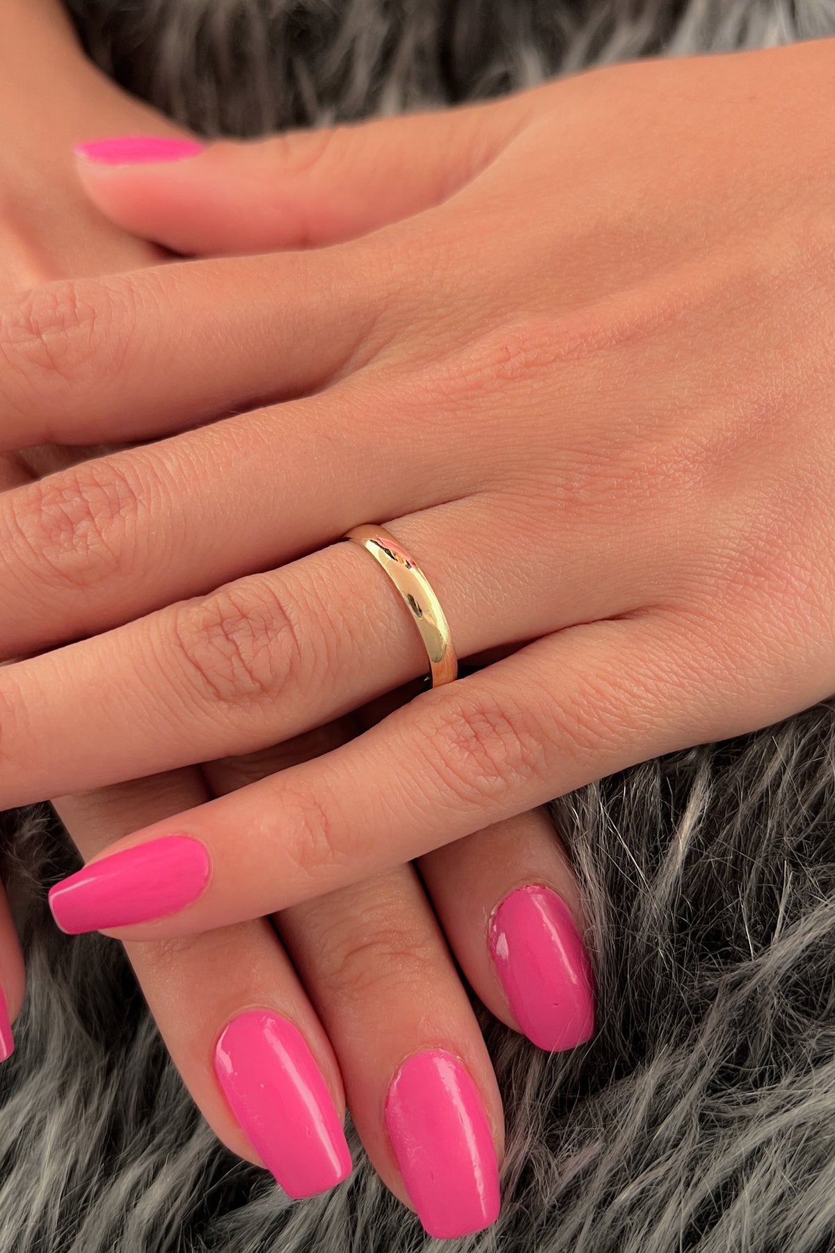 14K Gold D Shape Women Wedding Ring  0.118 inch