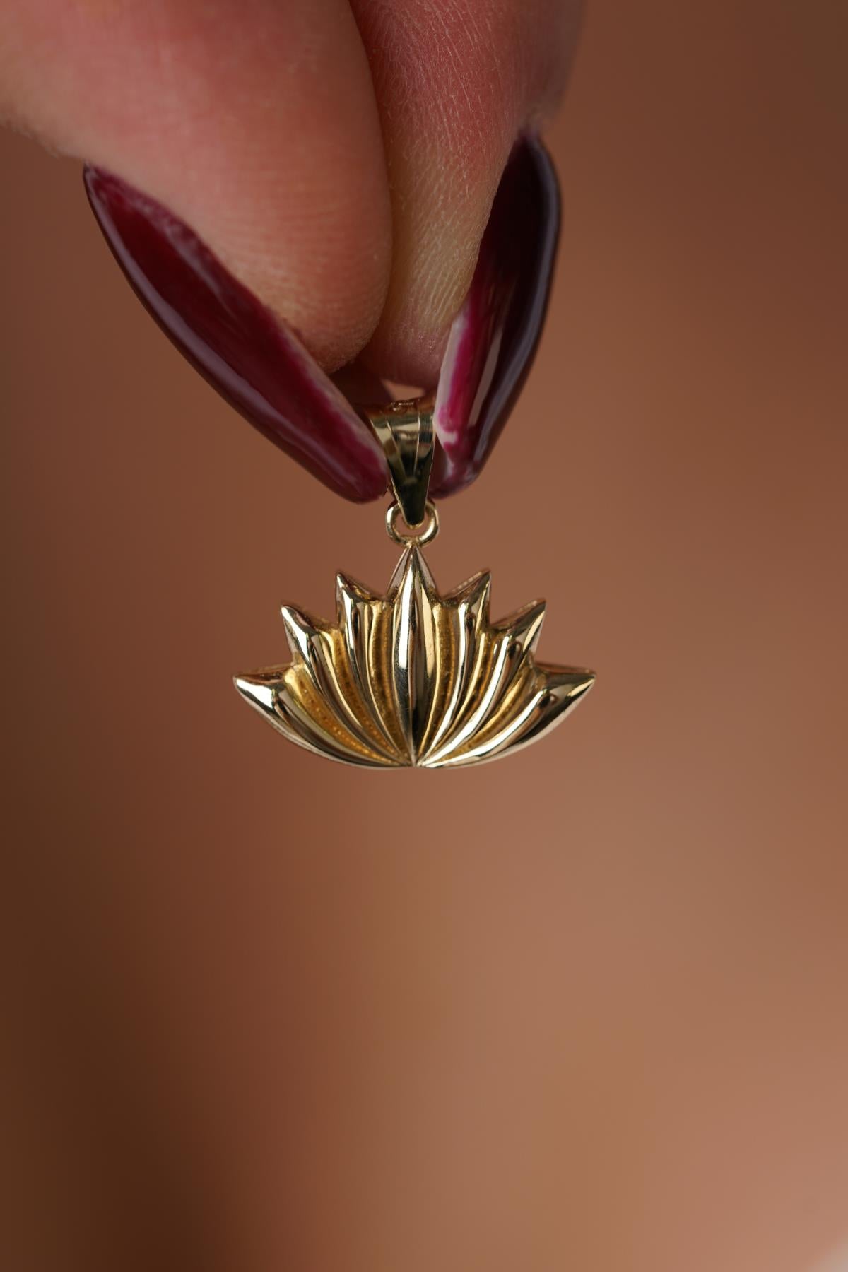 14K Gold Dainty Lotus Flower Charm