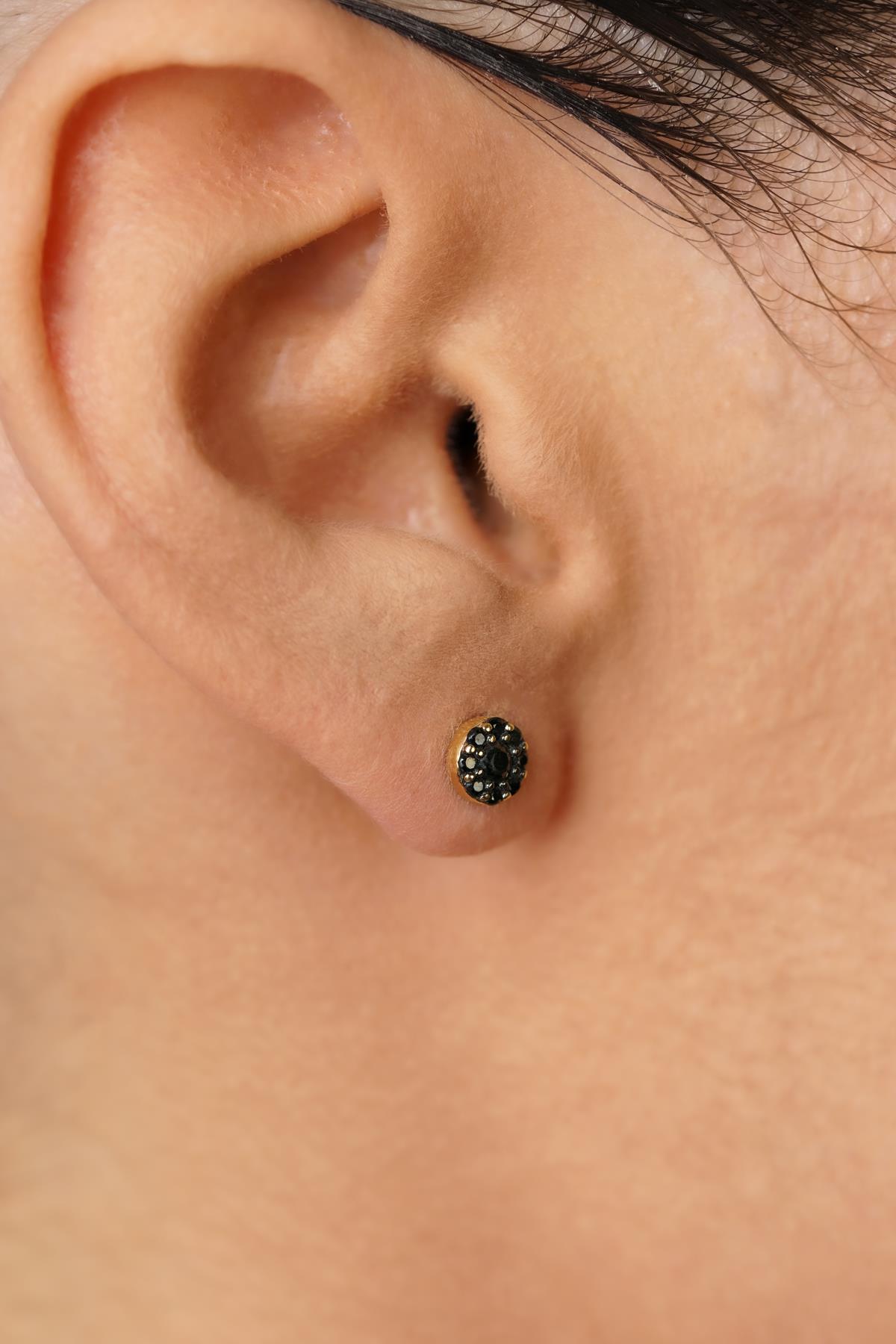 14K Gold Daisy Earrings with Black Onyx