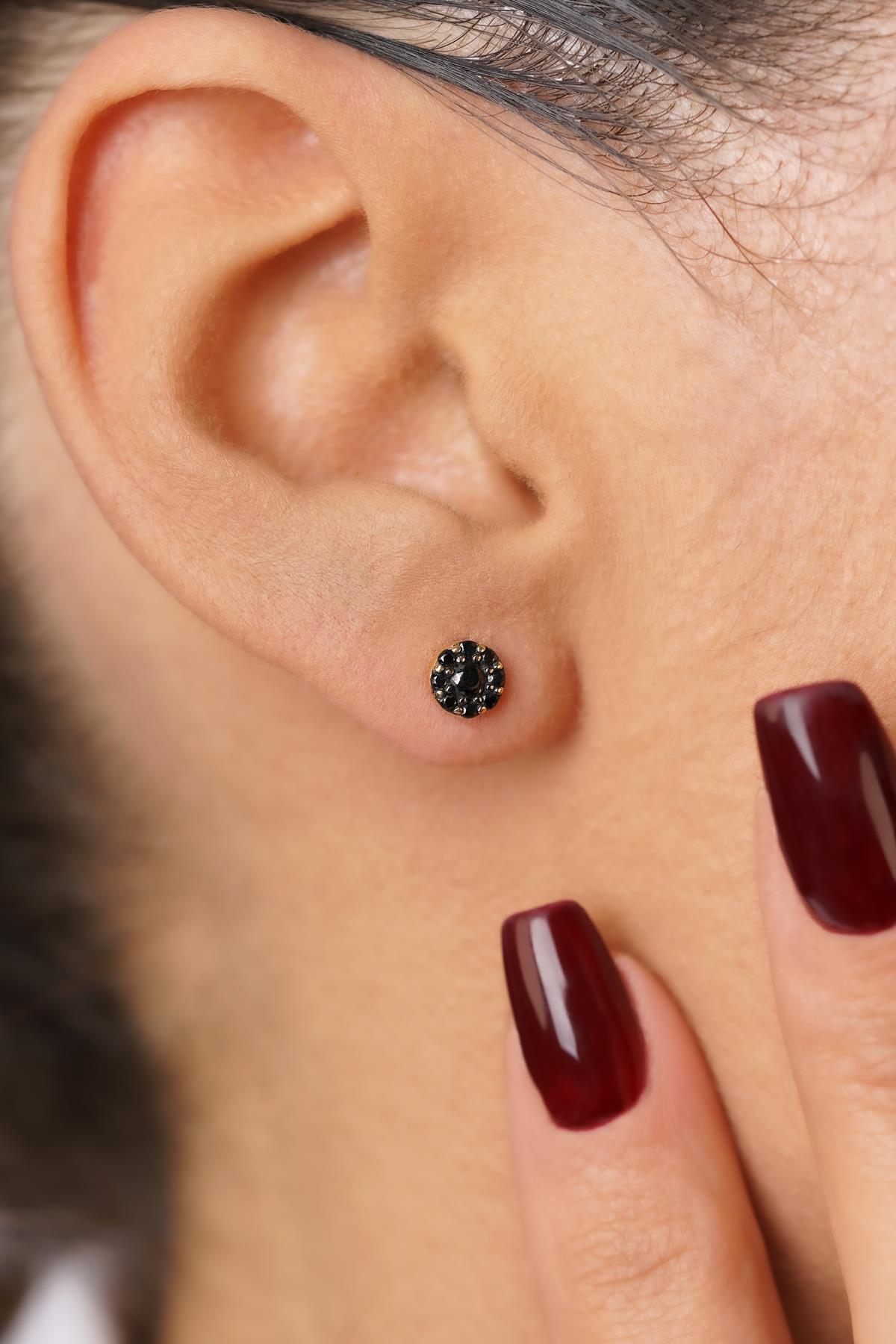 14K Gold Daisy Earrings with Black Onyx
