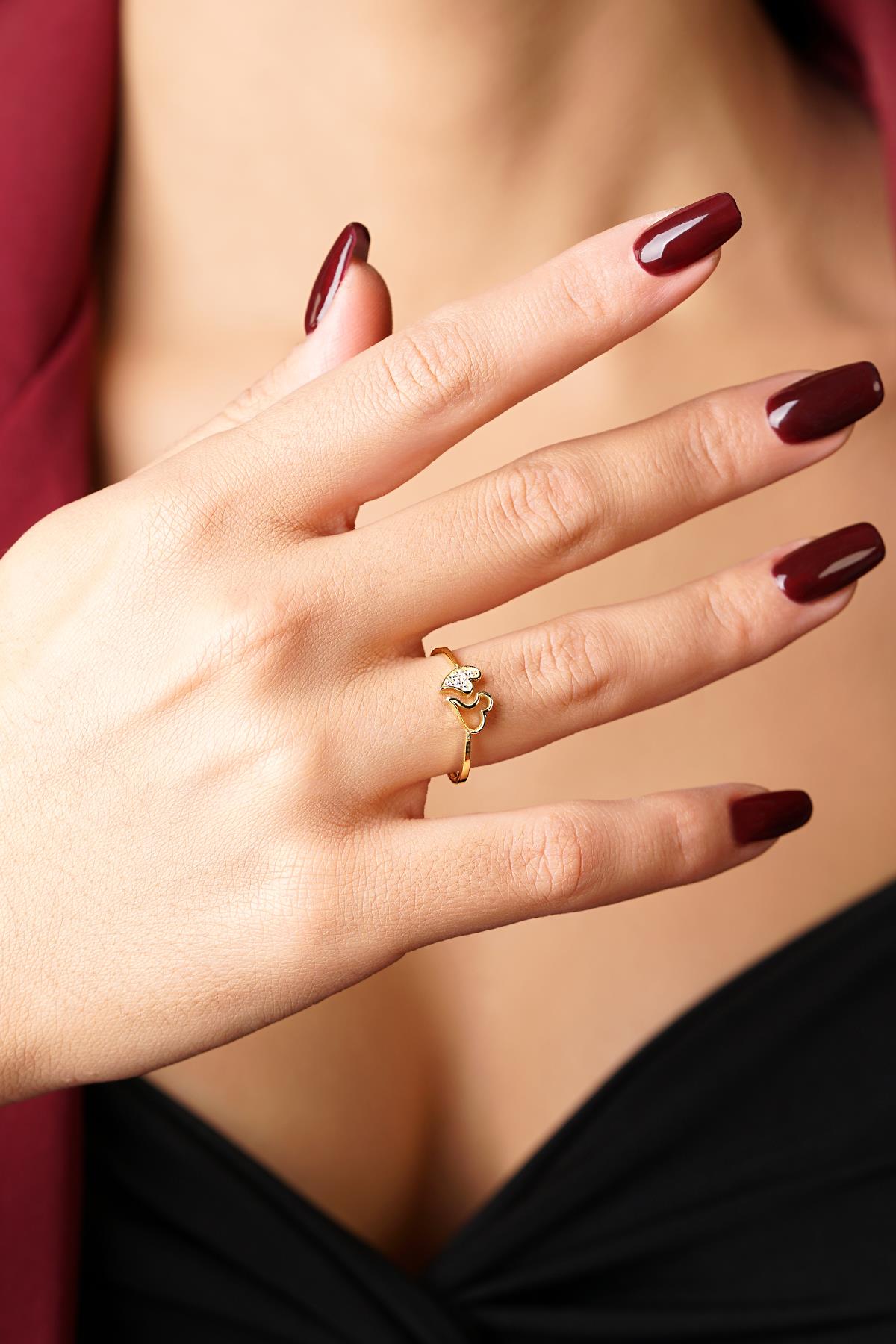 14K Gold Dancing Hearts Ring