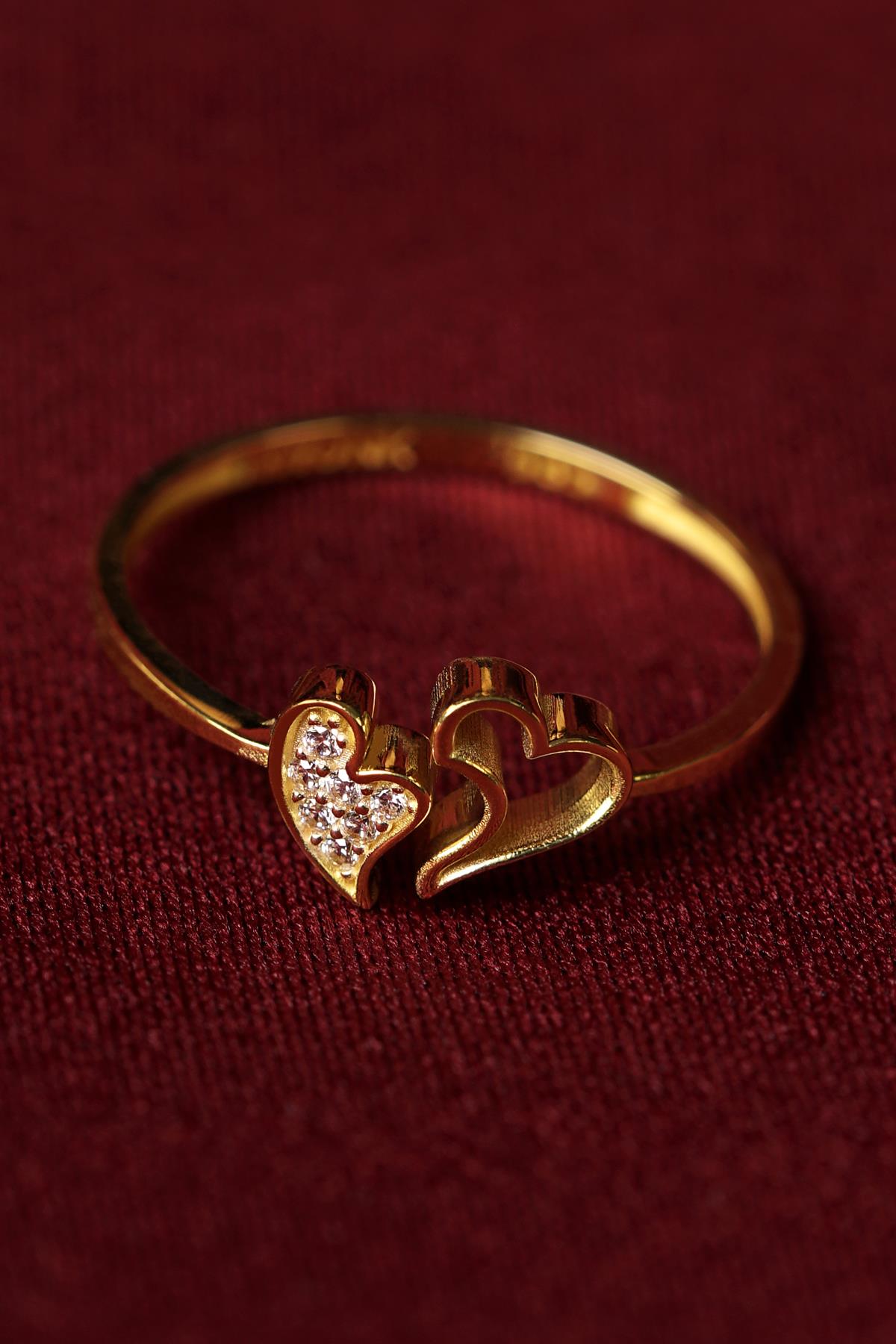 14K Gold Dancing Hearts Ring