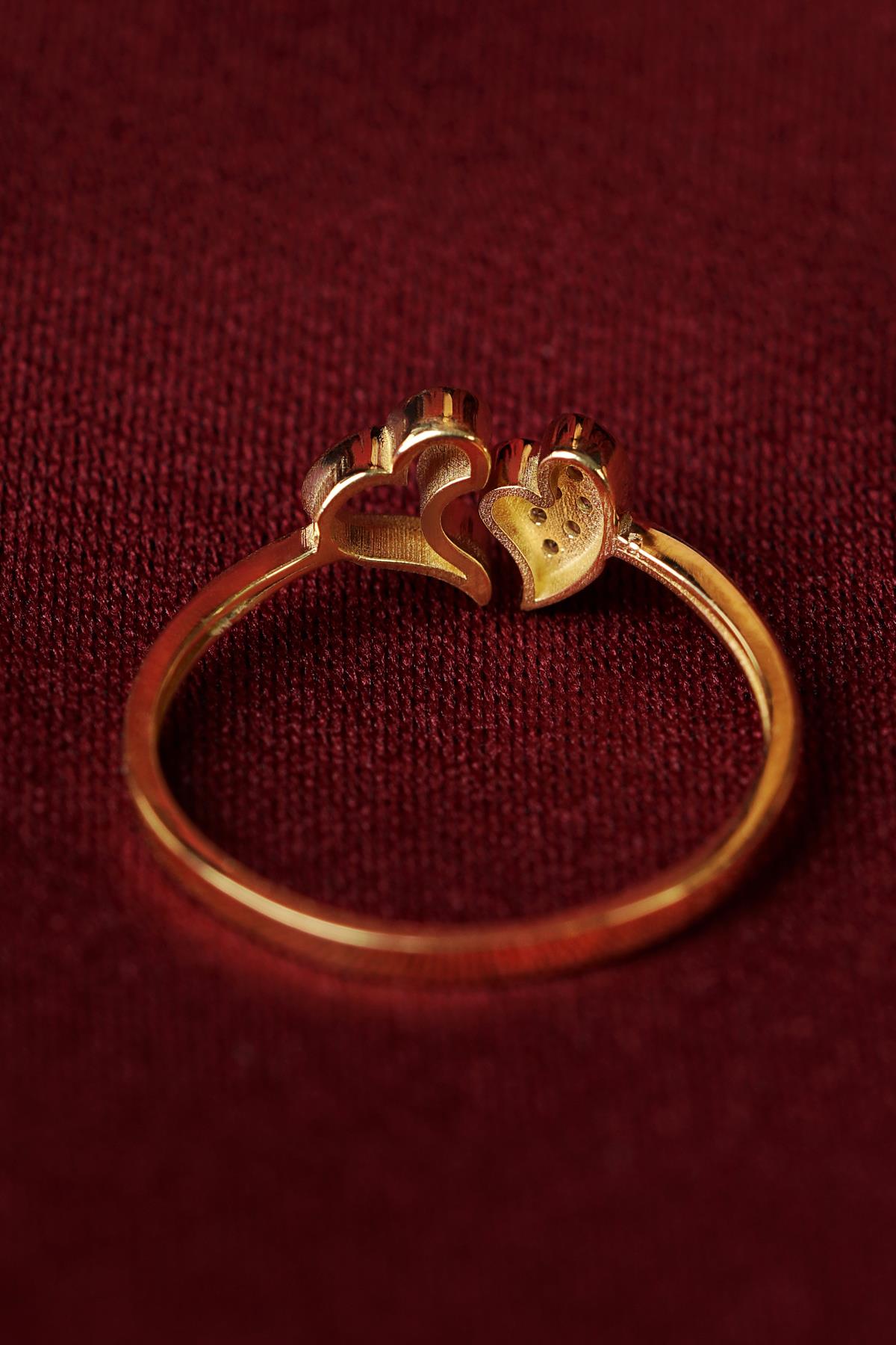 14K Gold Dancing Hearts Ring
