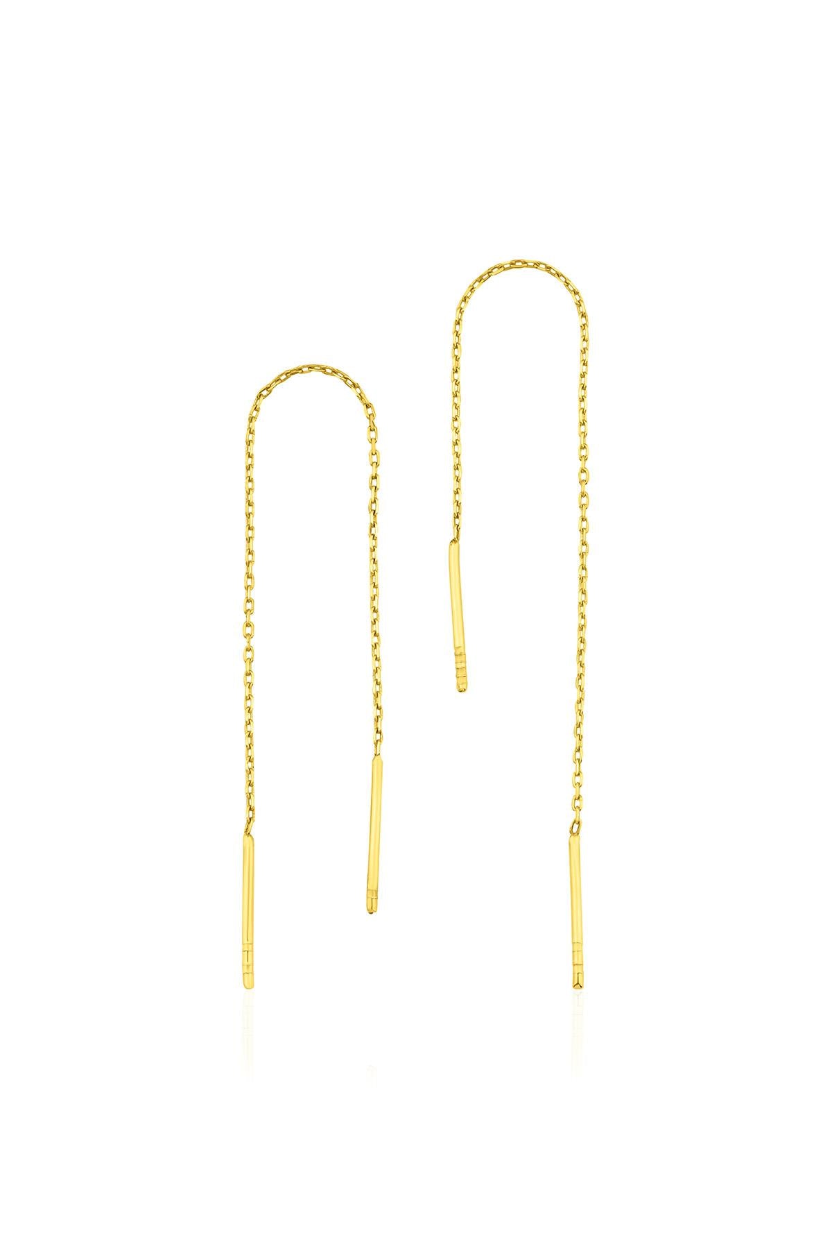 14K Gold Dangle Chain Earrings