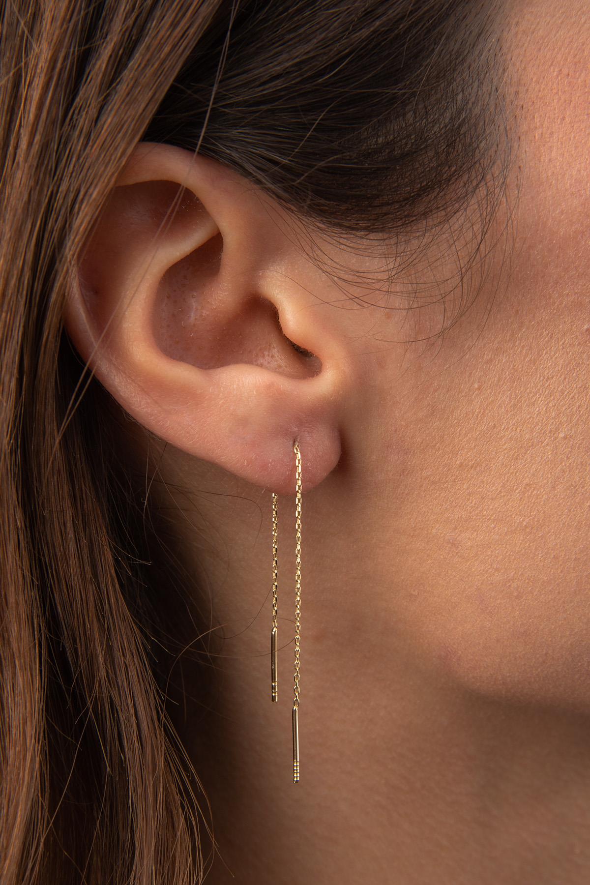 14K Gold Dangle Chain Earrings