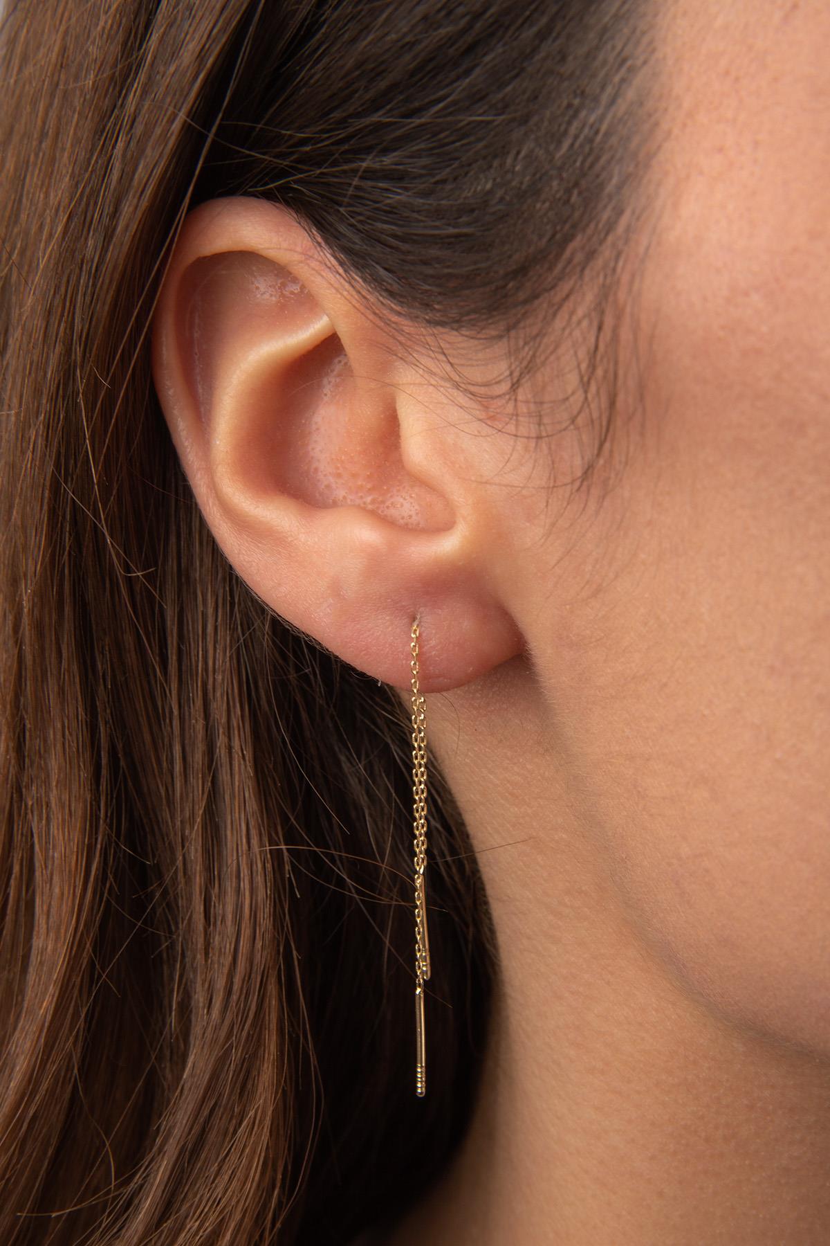 14K Gold Dangle Chain Earrings