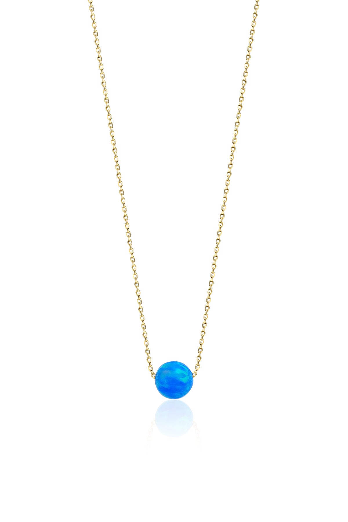 14K Gold Dark Blue Opal Necklace