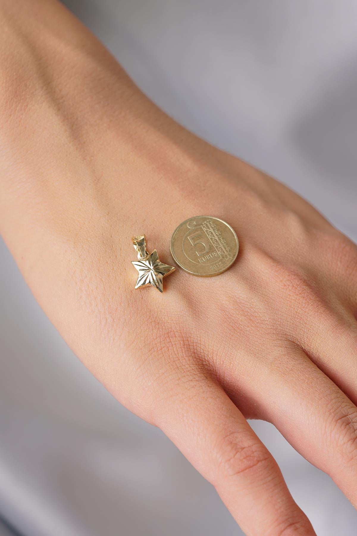 14K Gold Diamond-Cut Tiny Star Charm