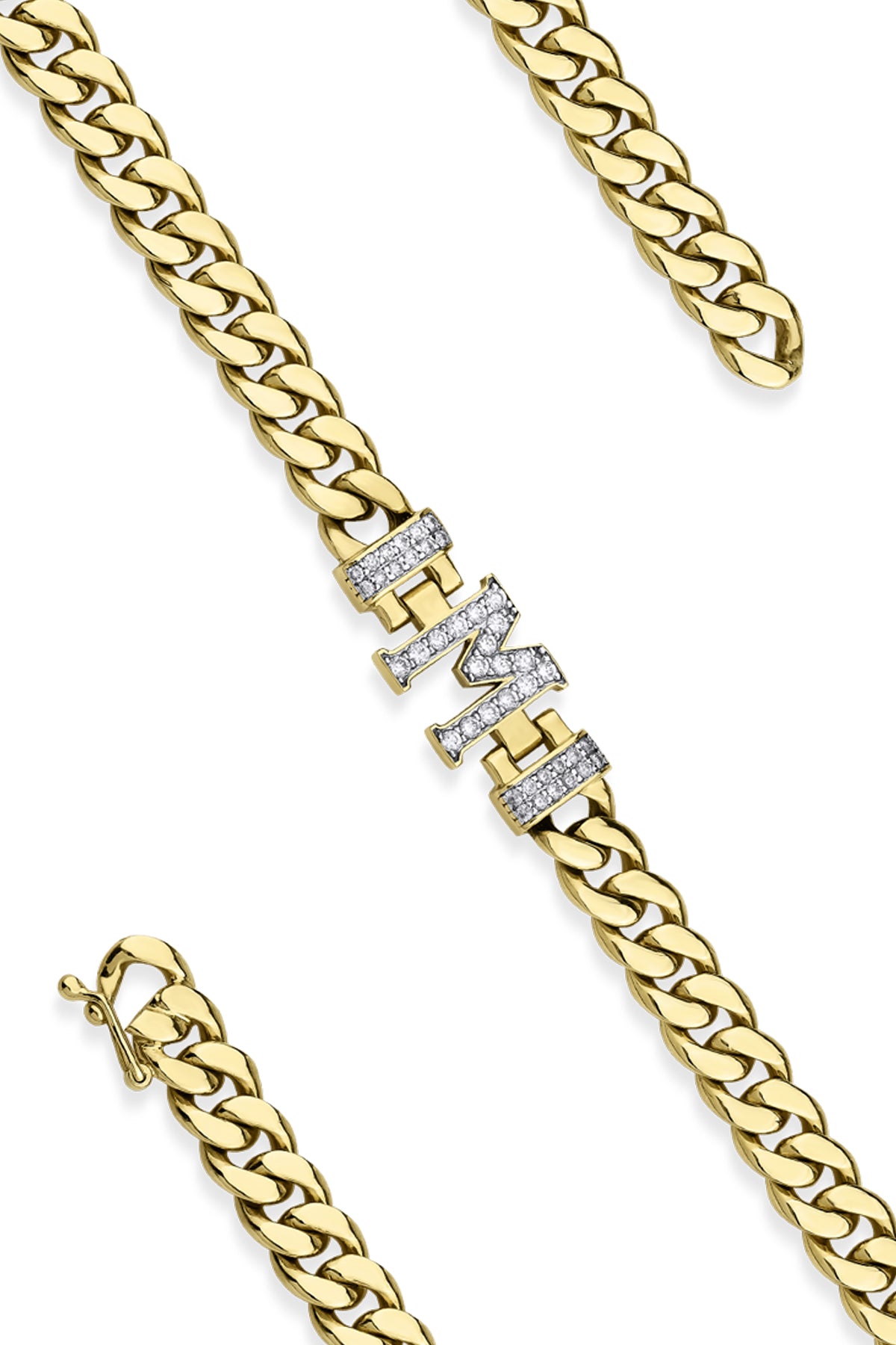 14K Gold Diamond Personalized Letter Bracelet